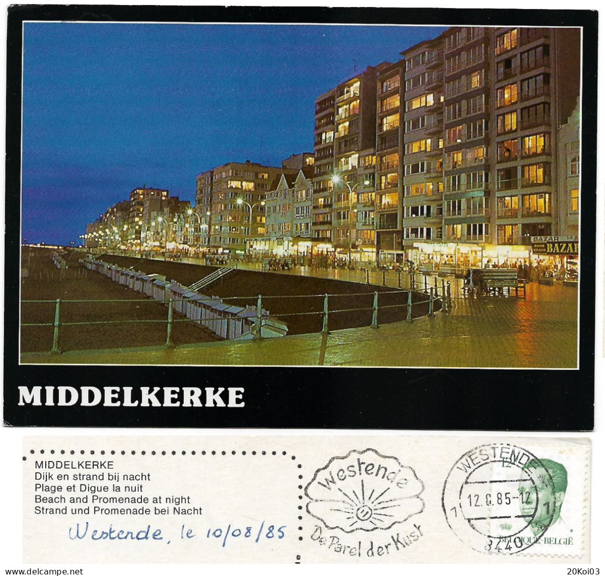 Middelkerke Strand En Zeedijk, Plage Et Digue De Mer_1985 Timbre 12F Westene_CPSM - Middelkerke