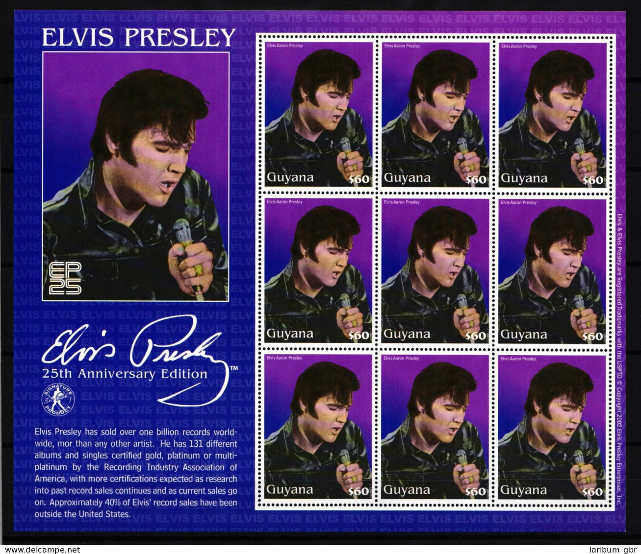 Guyana 7460 Postfrisch Kleinbogen / Elvis Presley #HP849 - Guyana (1966-...)