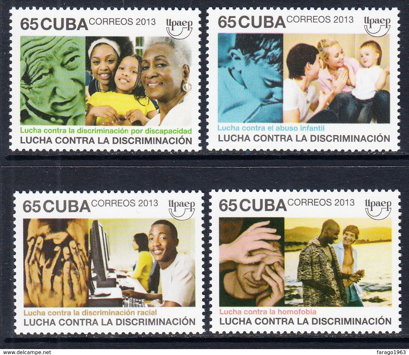 2013 Cuba Upaep Stop Discrimination  Complete Set Of 4 MNH - Neufs