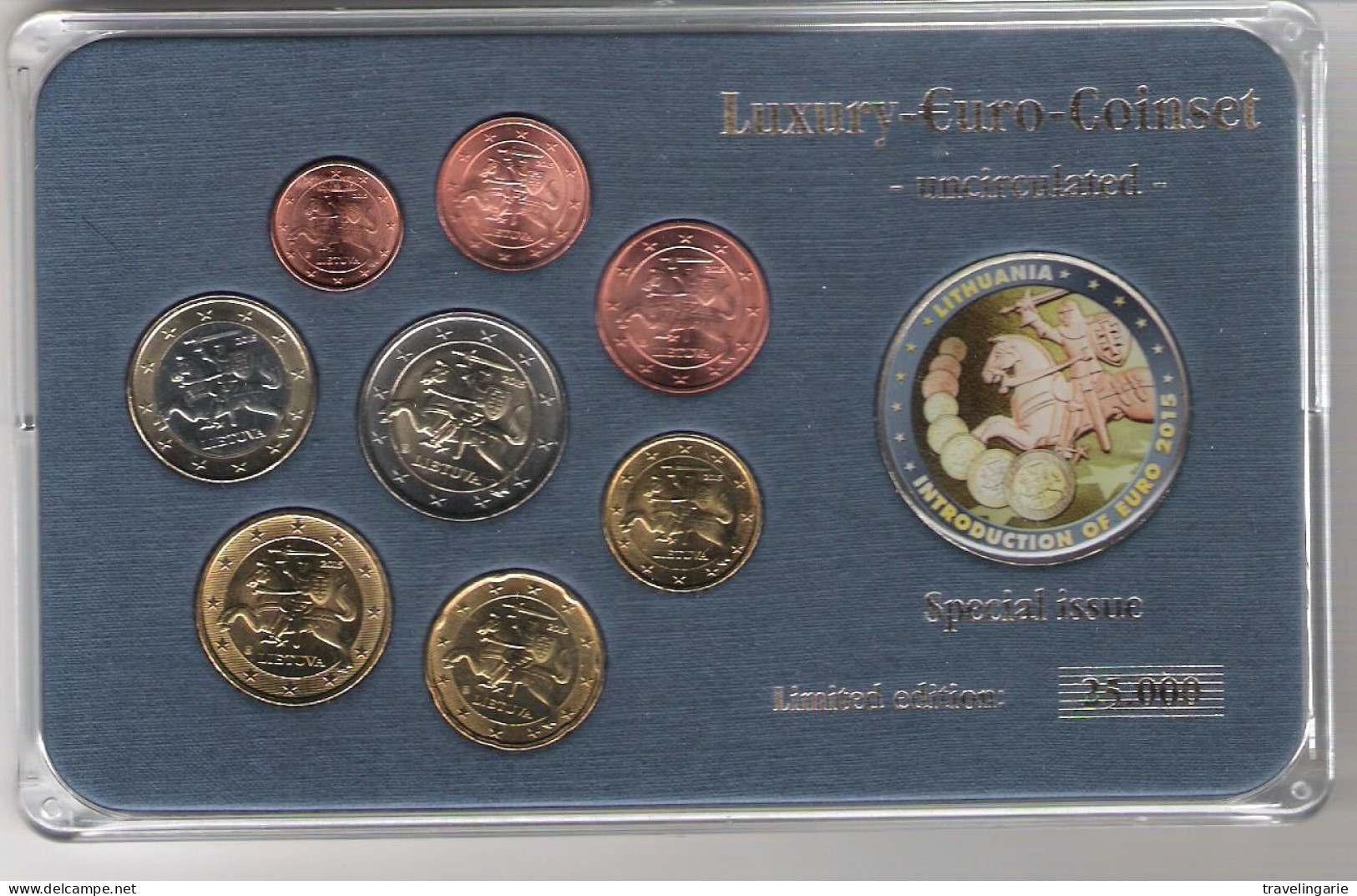 Lithuania 2015 Euro Set Blister With Coloured Medal "introduction Of The Euro" BU/UNC - Lituanie