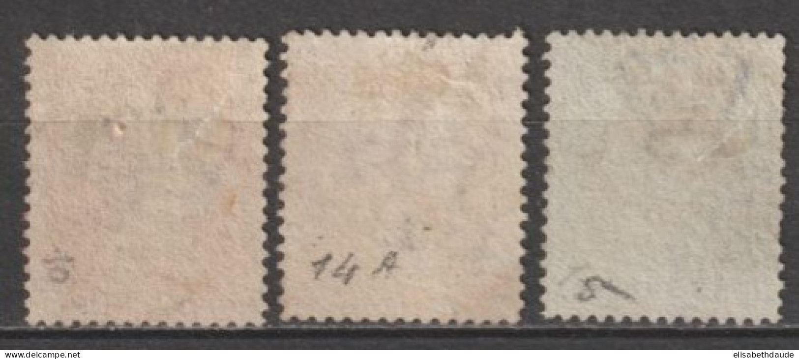 1854 - RARE YVERT N°14 + 14A +15  OBLITERES - - Usados