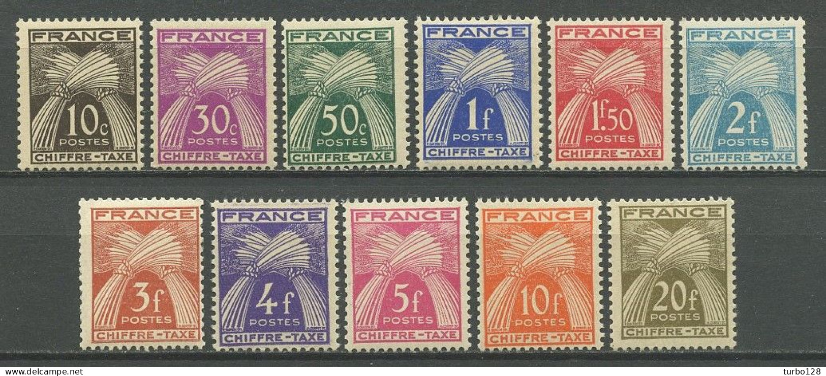 FRANCE 19543 Taxes N° 67/77 ** Neufs MNH Superbes C 26 € Types Gerbes Flore - 1859-1959.. Ungebraucht