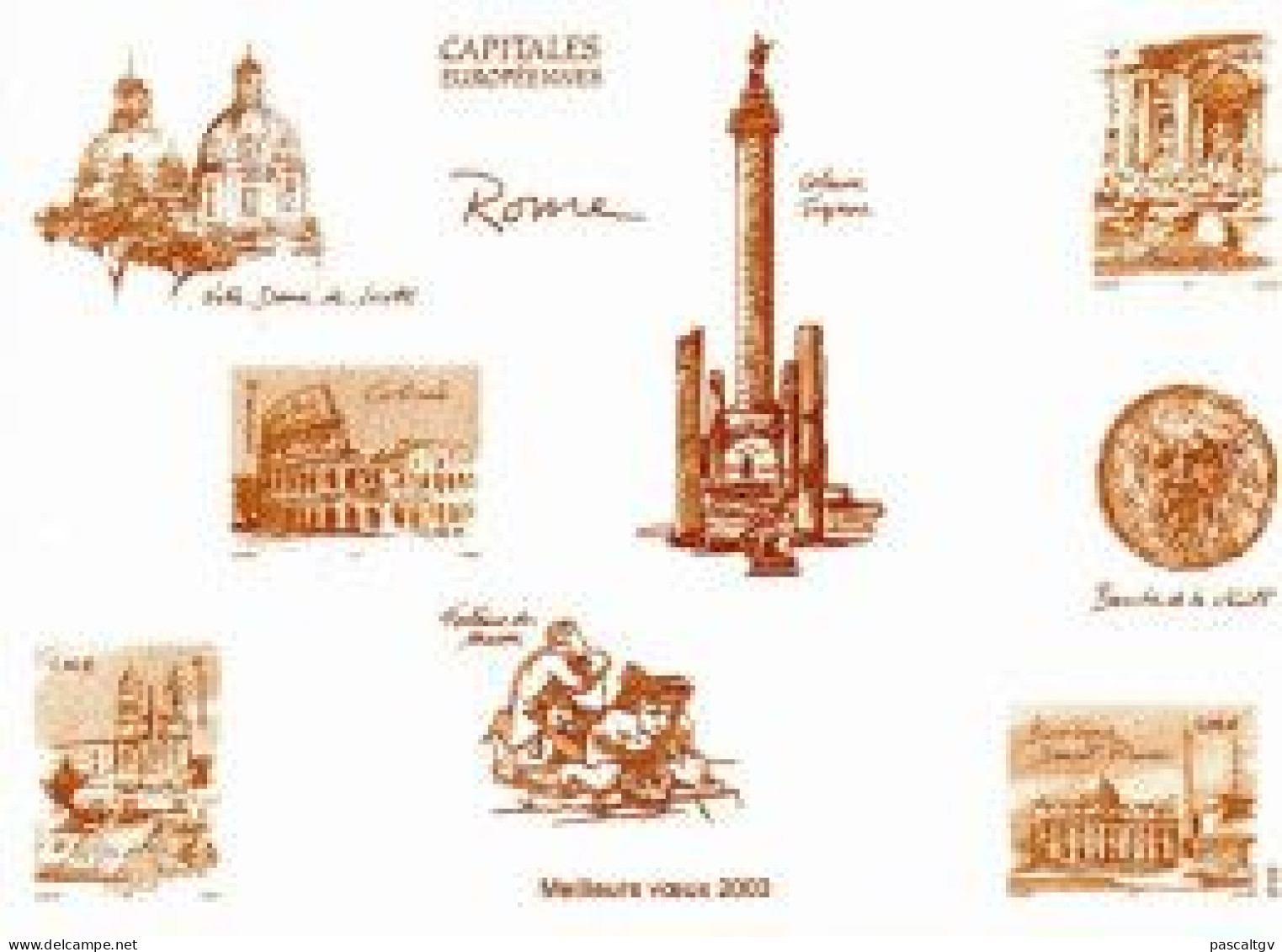 2003 - 3624 - ** Gravure Meilleurs Voeux 2003 - Capitales Européennes Rome - ** LUXE - - Documents De La Poste