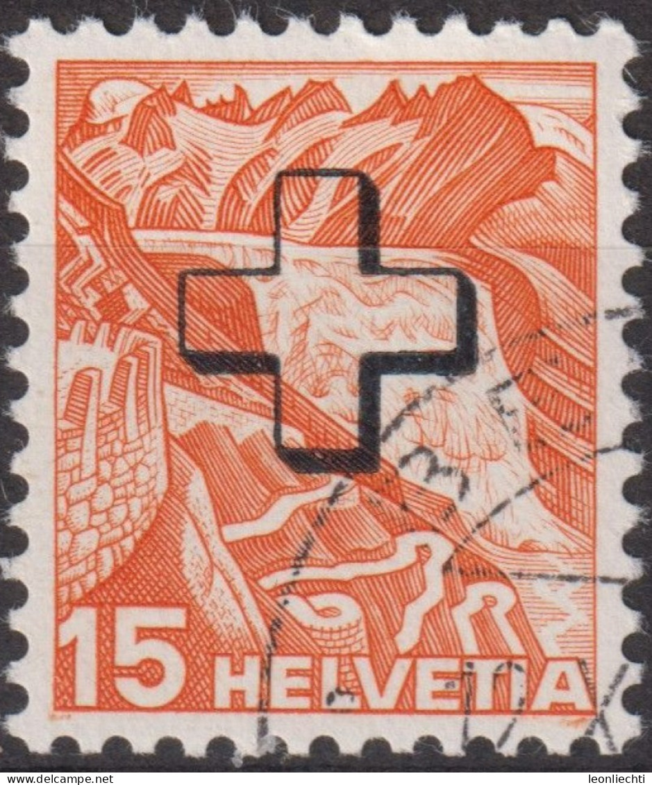 1938 CH / Dienstmarke ° Mi:CH D31z,Yt:CH S153, Zum:CH D31z, Rhonegletscher Mit Kreuzaufdruck - Oficial