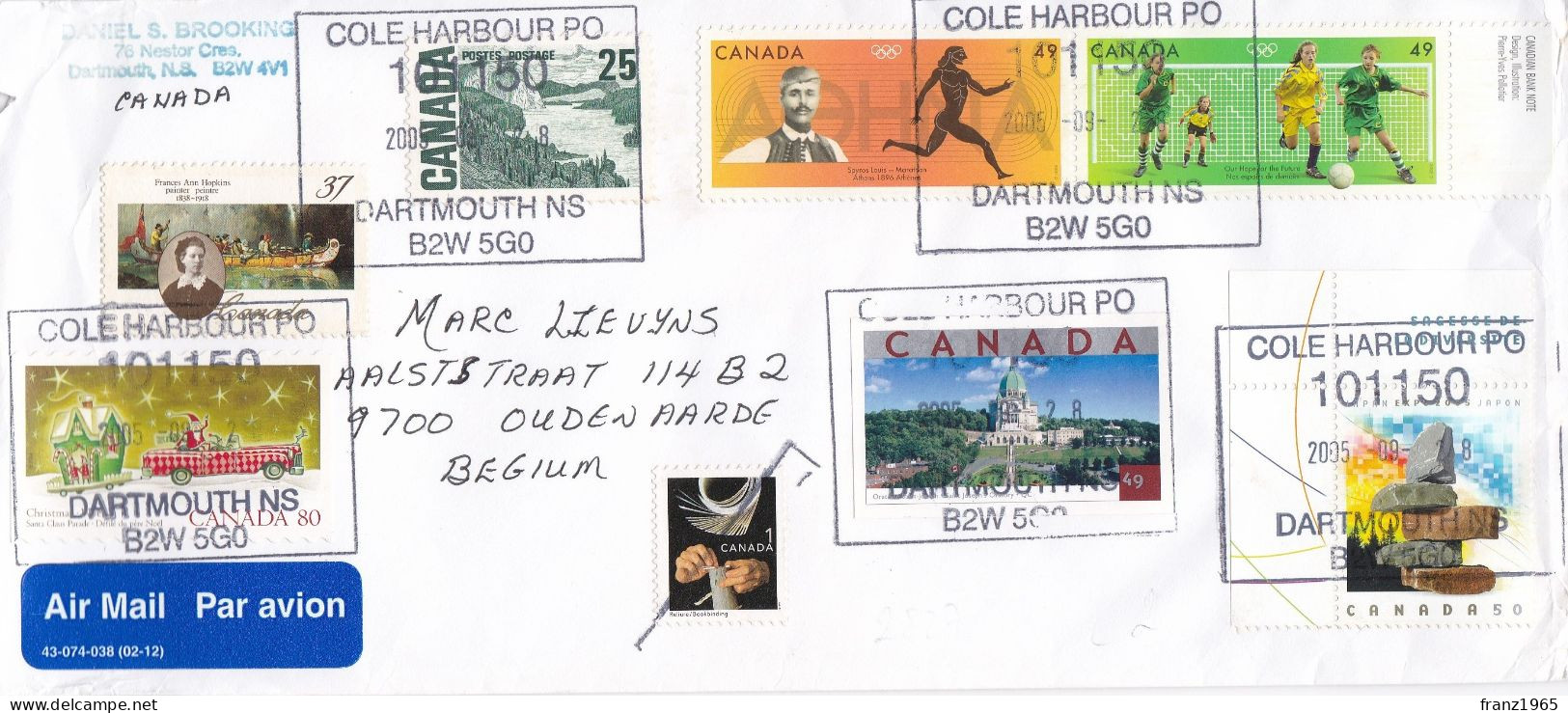 From Canada To Bellgium - 2005 - Storia Postale