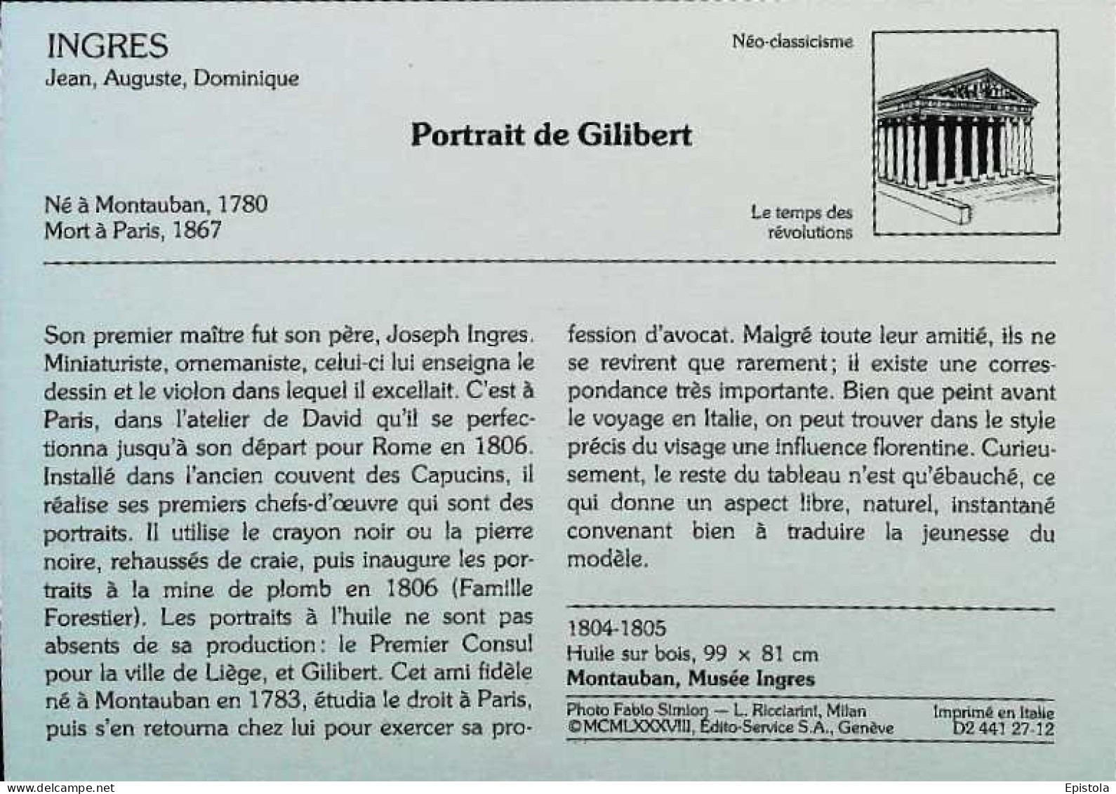 ►  Ingres     Portrait De Gilibert - Malerei & Gemälde