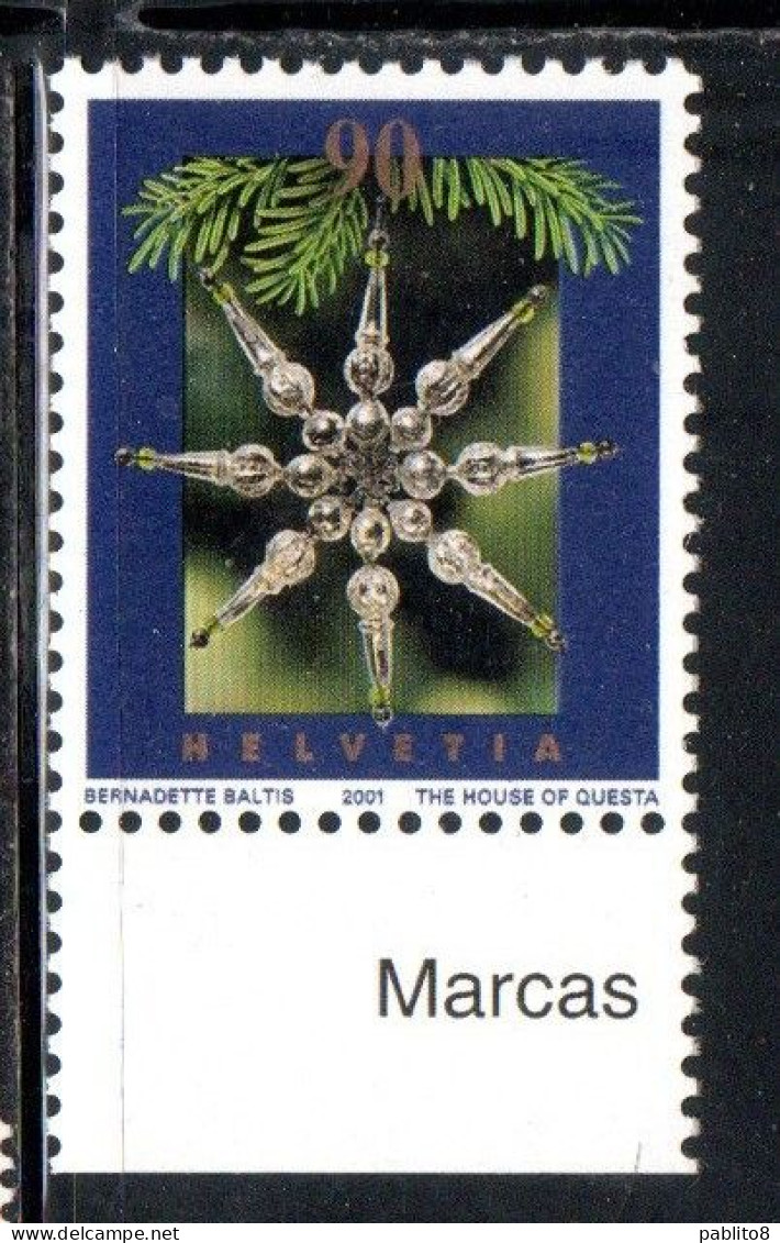 SWITZERLAND SUISSE SCHWEIZ SVIZZERA HELVETIA 2001 CHRISTMAS WRAPPING NATALE NOEL WEIHNACHTEN NAVIDAD 90c MNH - Unused Stamps