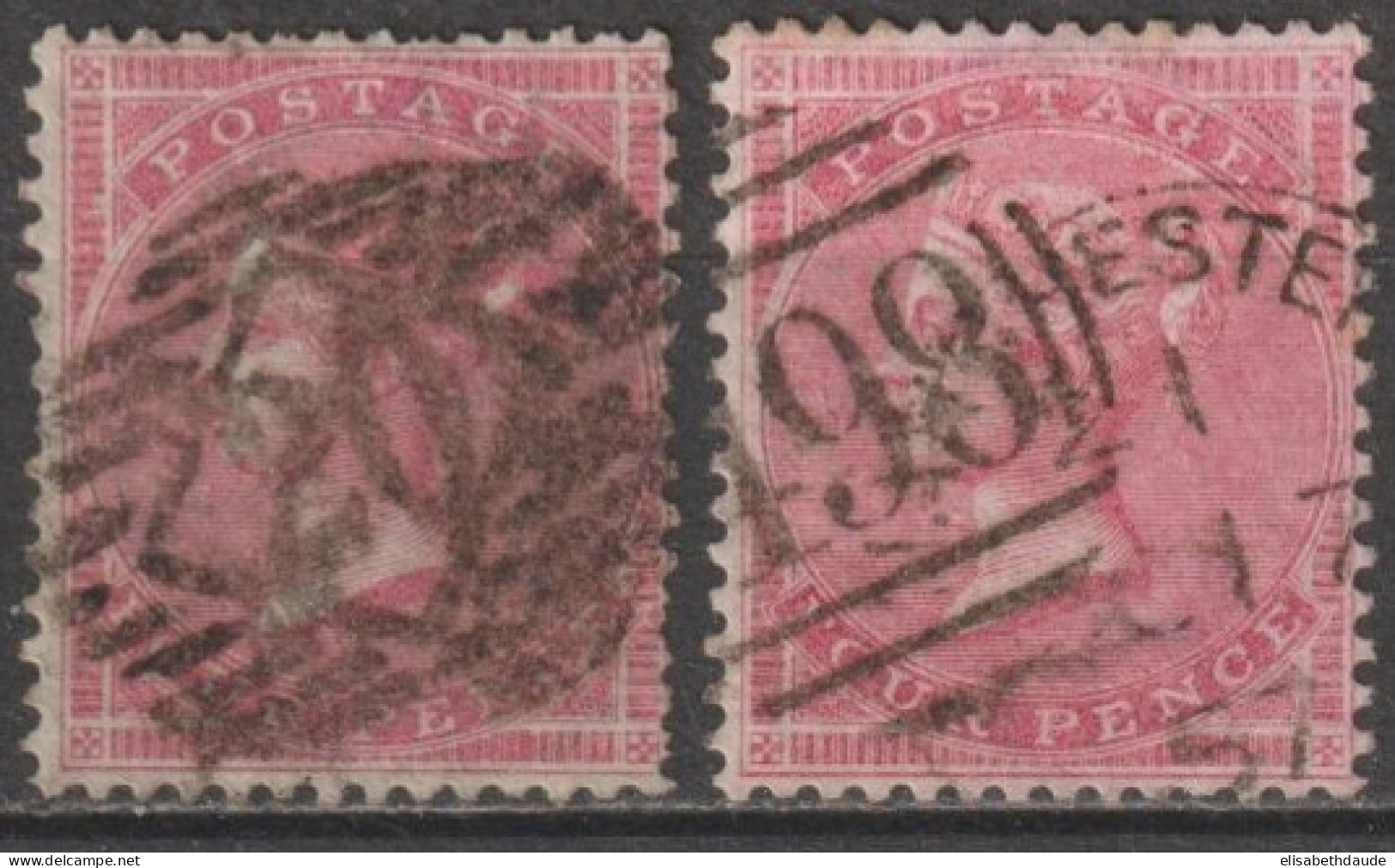 1855 - YVERT N°17/18  OBLITERES - MOYENNE ET GRANDE JARRETIERE ! - COTE = 570 EUR - Gebruikt