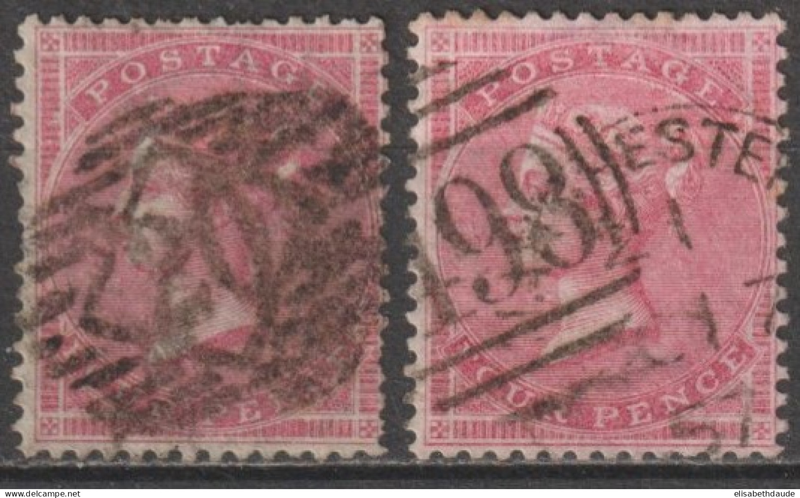 1855 - YVERT N°17/18  OBLITERES - MOYENNE ET GRANDE JARRETIERE ! - COTE = 570 EUR - Usati