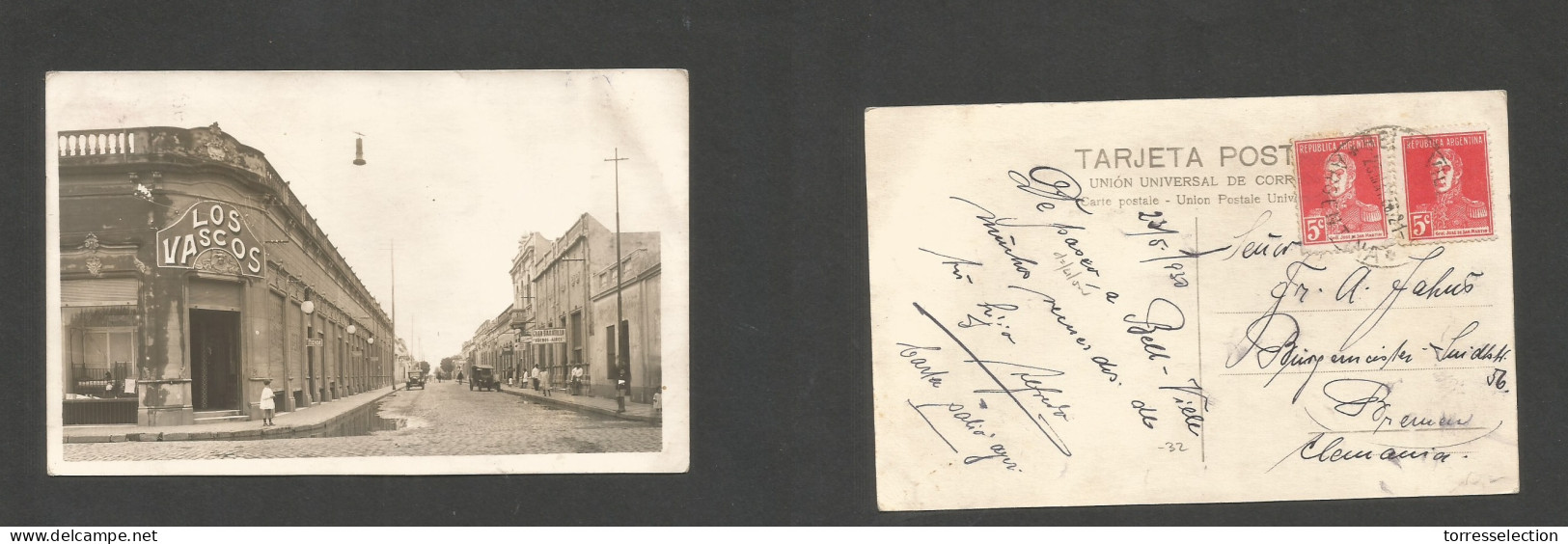Argentina - XX. 1930 (23 May) Los Vascos, Bellavista - Germany, Bremen. Fkd Photo Ppc. Fine Early Local Business + Gran  - Andere & Zonder Classificatie