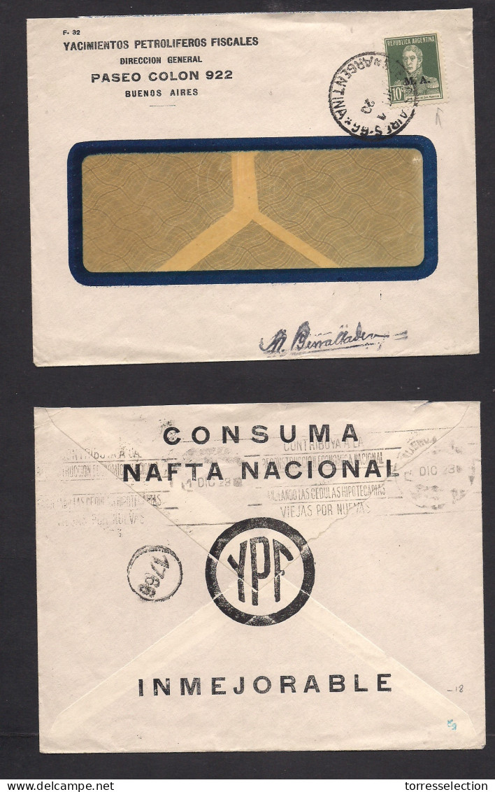 Argentina - XX. 1923 (20 Dic) Bs As Local Usage. Yacimientos Petroliferos MA Official Mail Ovptd Issue Signed. - Altri & Non Classificati