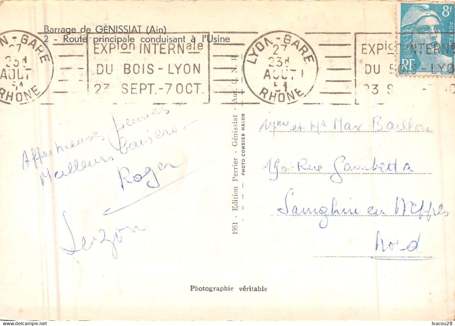 01 - Ain - Barrage De Génissiat - Cpsm Gd Format Dent. - Vue D'ensemble - Editions Perrier 1951 - 2CP - Génissiat