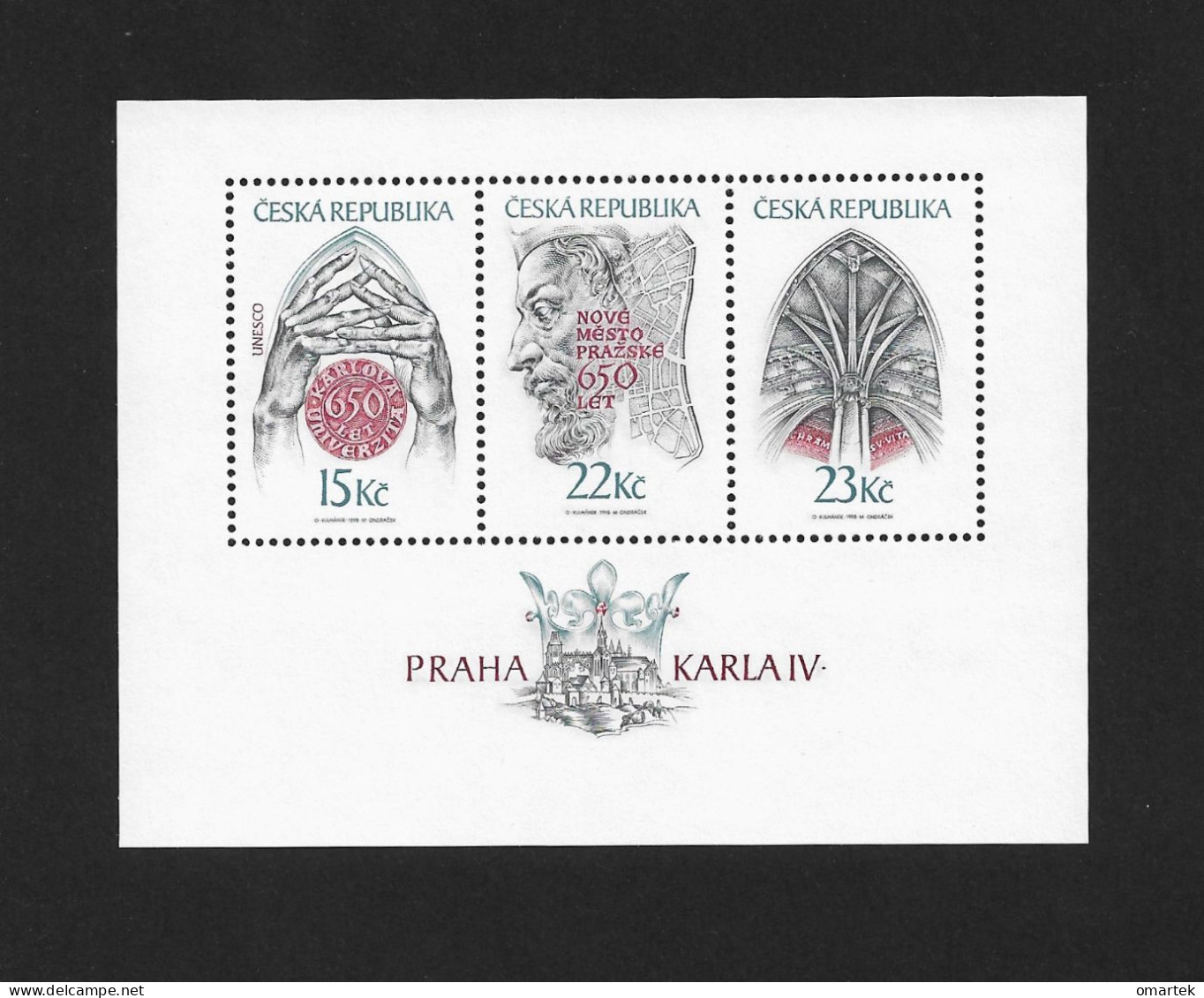 Czech Republic 1998 MNH ** Mi 173-175 Bl 7 Sc 3040 Prague In The Time Of Charles IV. Tschechische Republik. - Nuovi