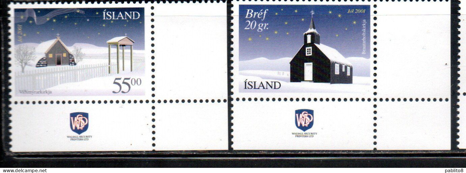 ISLANDA ICELAND ISLANDE 2001 CHRISTMAS NATALE NOEL WEIHNACHTEN NAVIDAD JOL COMPLETE SET SERIE COMPLETA MNH - Neufs