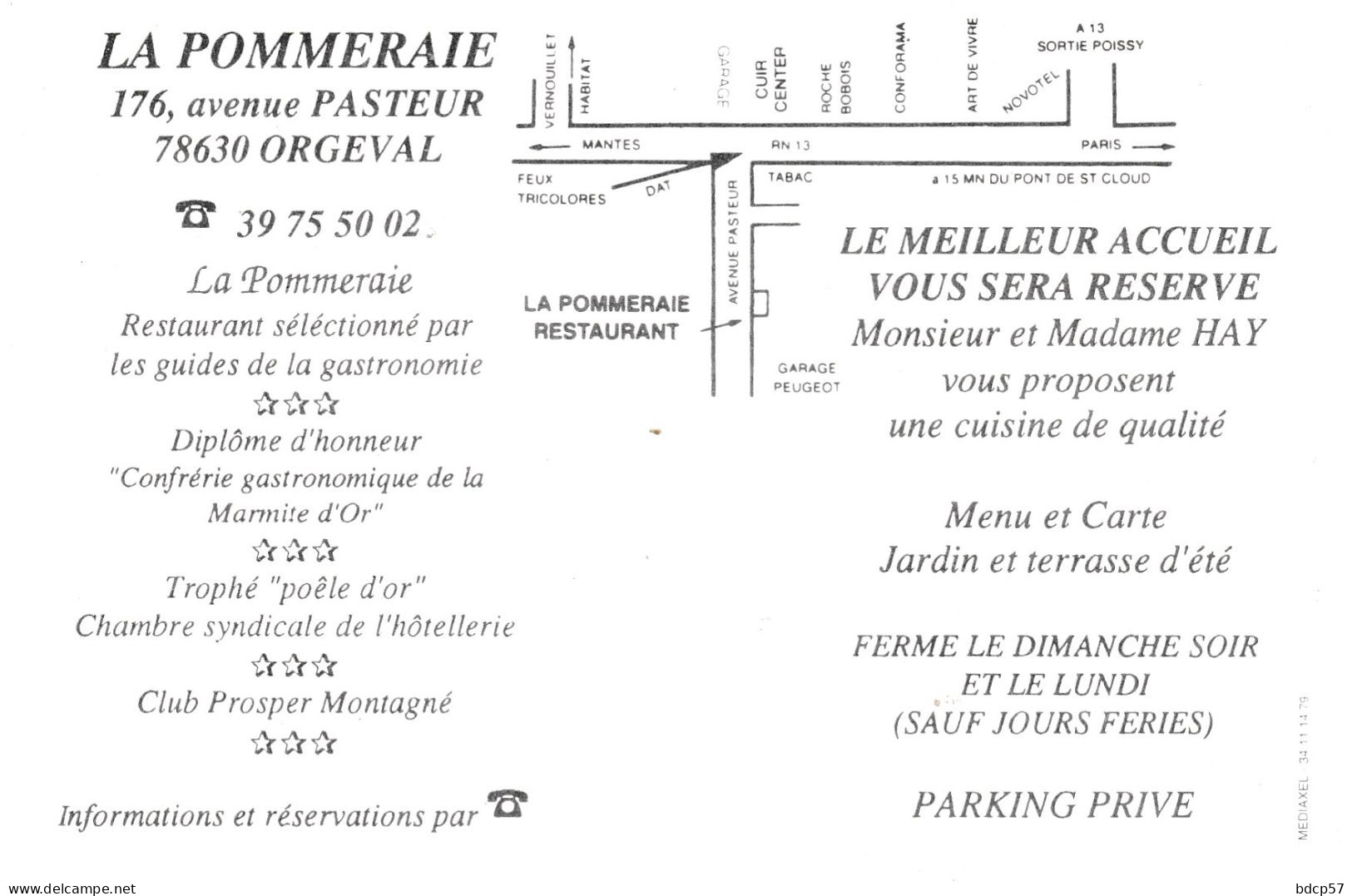 78 - Yvelines - Orgeval - Restaurant '' La Pommeraie '' - Madame Et Monsieur HAY - Format 9,8 X 15 - Orgeval