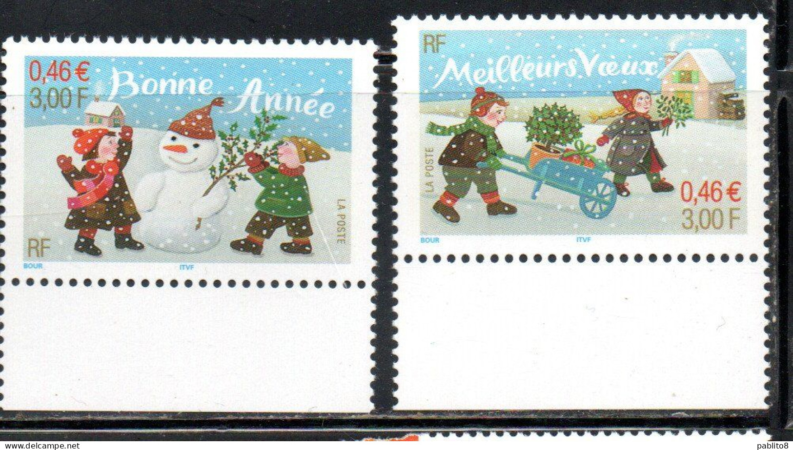 FRANCE FRANCIA 2001 NOEL CHRISTMAS NATALE WEIHNACHTEN NAVIDAD COMPLETE SET SERIE COMPLETA MNH - Ungebraucht