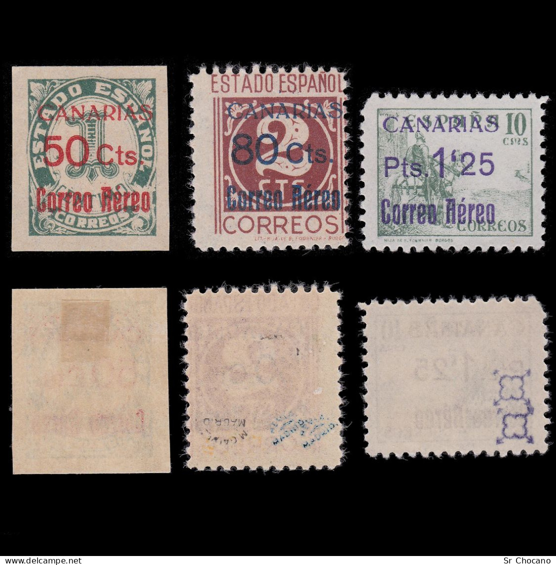 España. Canarias.LOCALES  1937.Serie MNH-MH Edifil.37-3 - Emisiones Nacionalistas