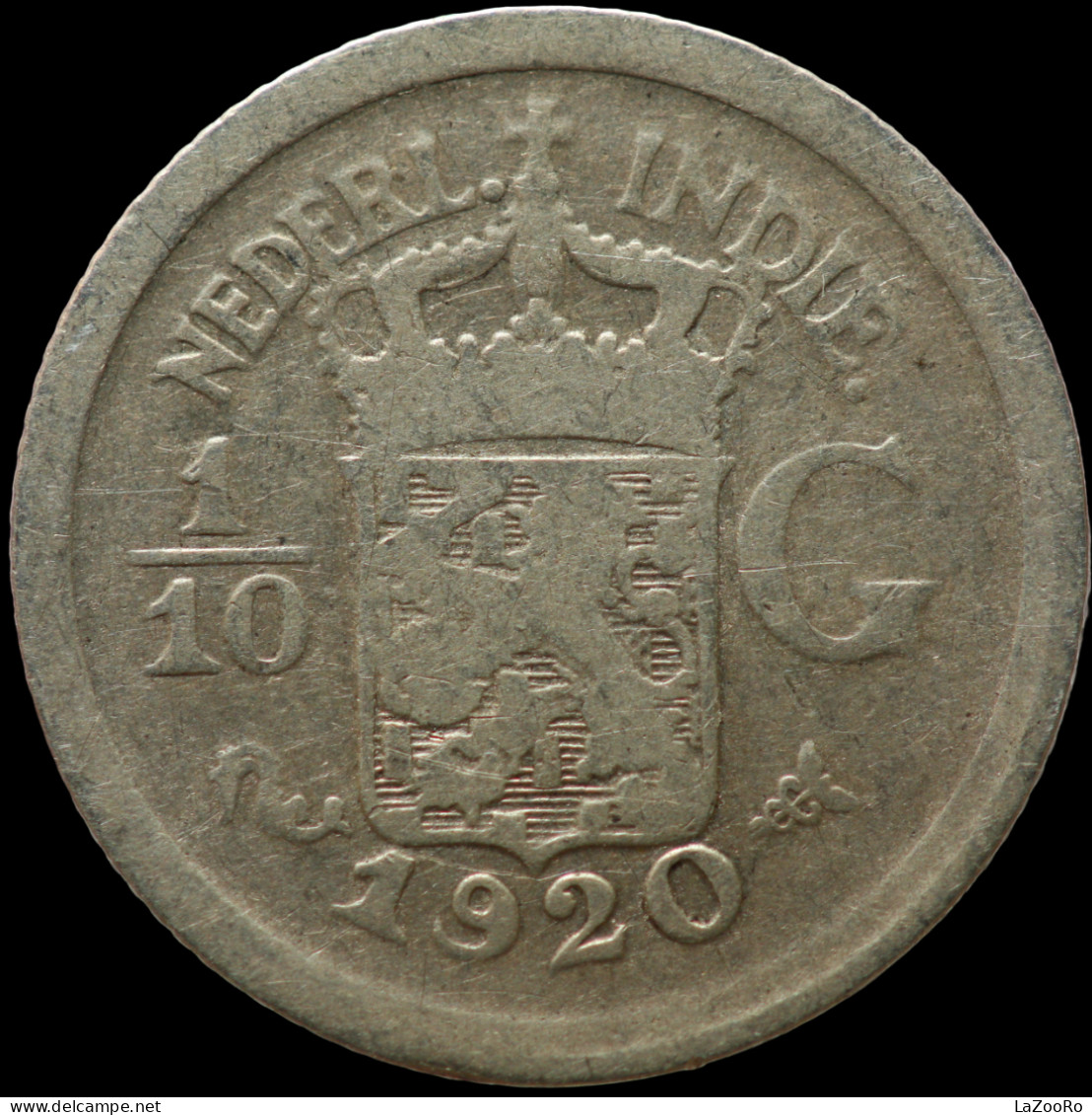 LaZooRo: Dutch East Indies 1/10 Gulden 1920 VF - Silver - Niederländisch-Indien