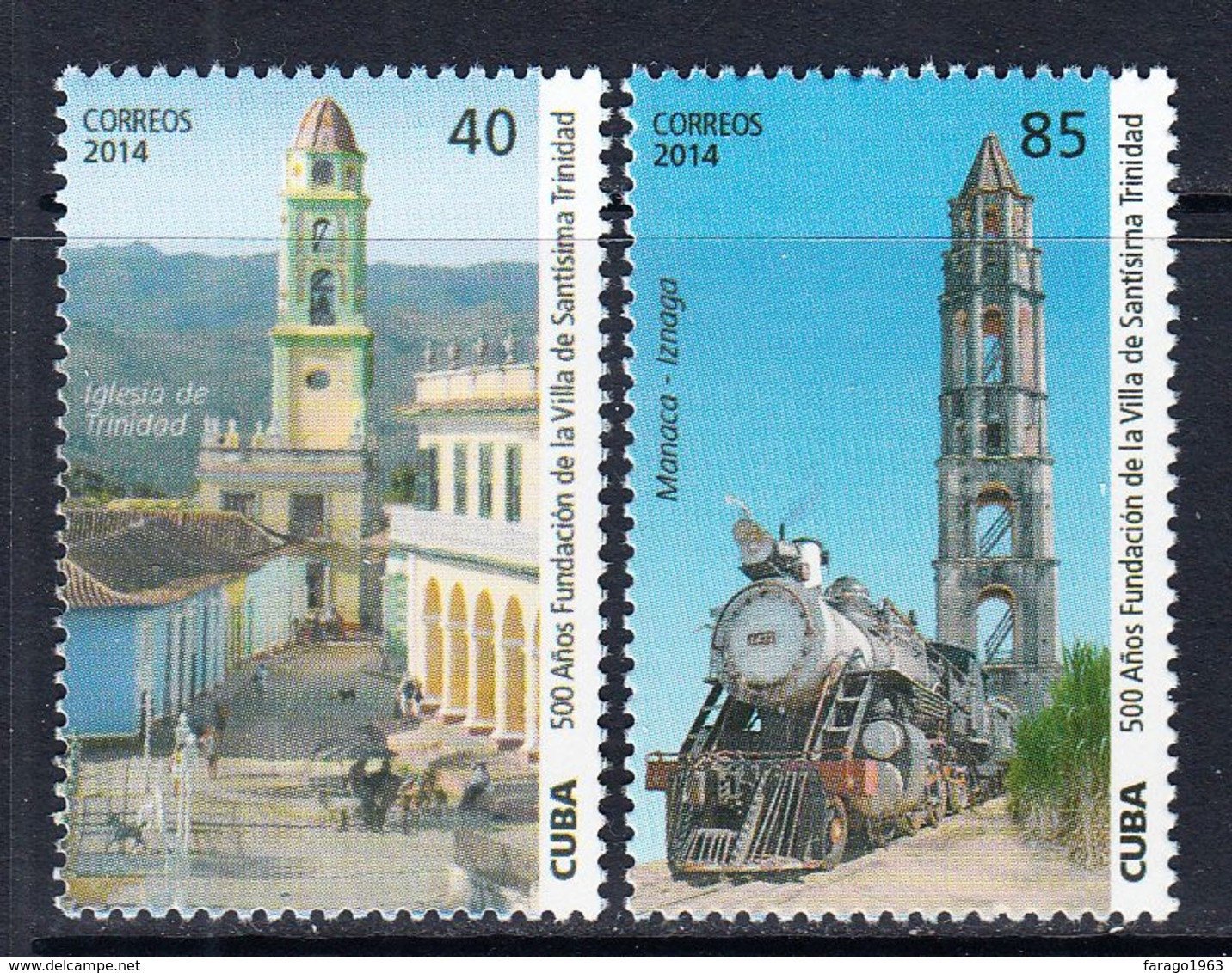 2014 Cuba Trinidad Architecture Locomotive Trains  Complete Set Of 2 MNH - Ongebruikt