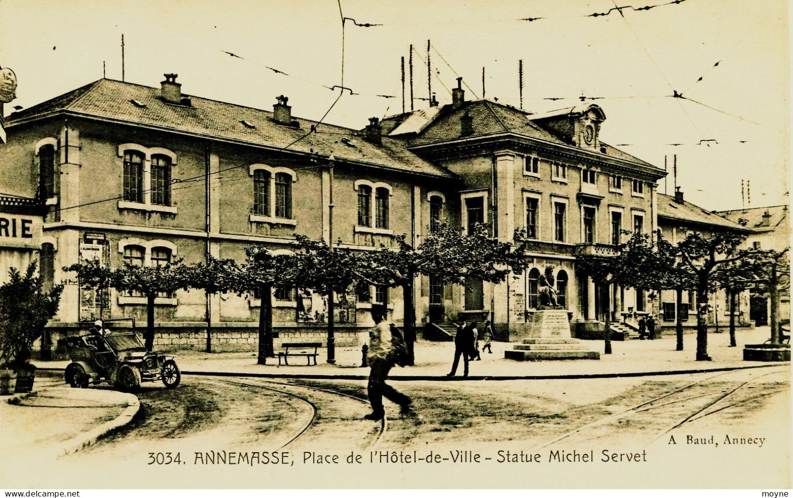 3415 - Hte Savoie -  ANNEMASSE  : Place De L'hotel De Ville   -  Voiture    - CIRCULEE EN  1919 - Annemasse