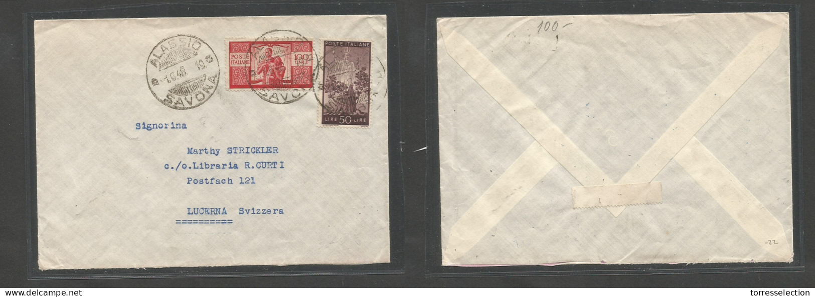 Italy - XX. 1948 (1 June) Alassio, Savona - Switzerland, Luzern Multifkd Env Incl 100l Rd. Fine. - Unclassified