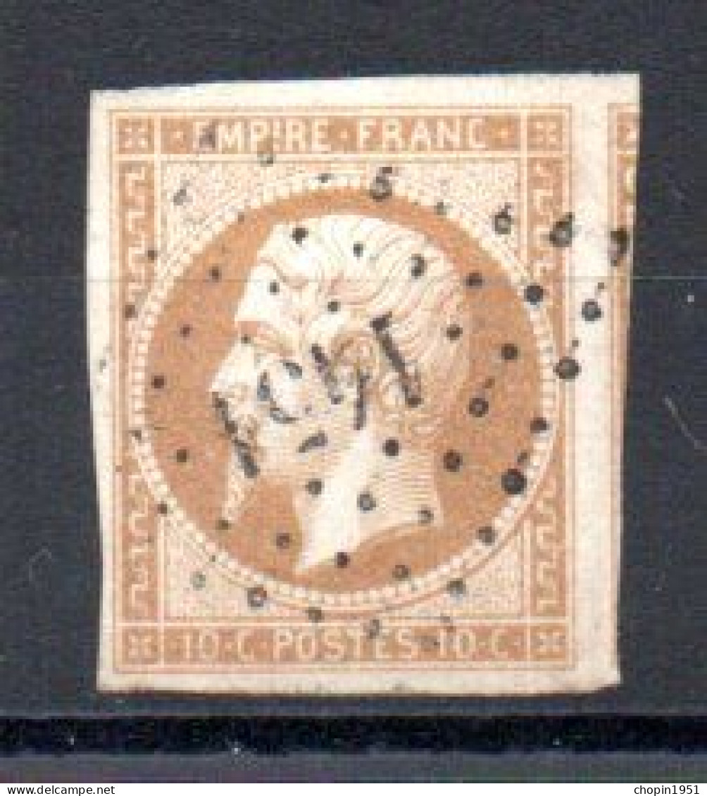N° 13 - 10 Centimes Bistre Oblitéré PC 1451 - 1853-1860 Napoléon III