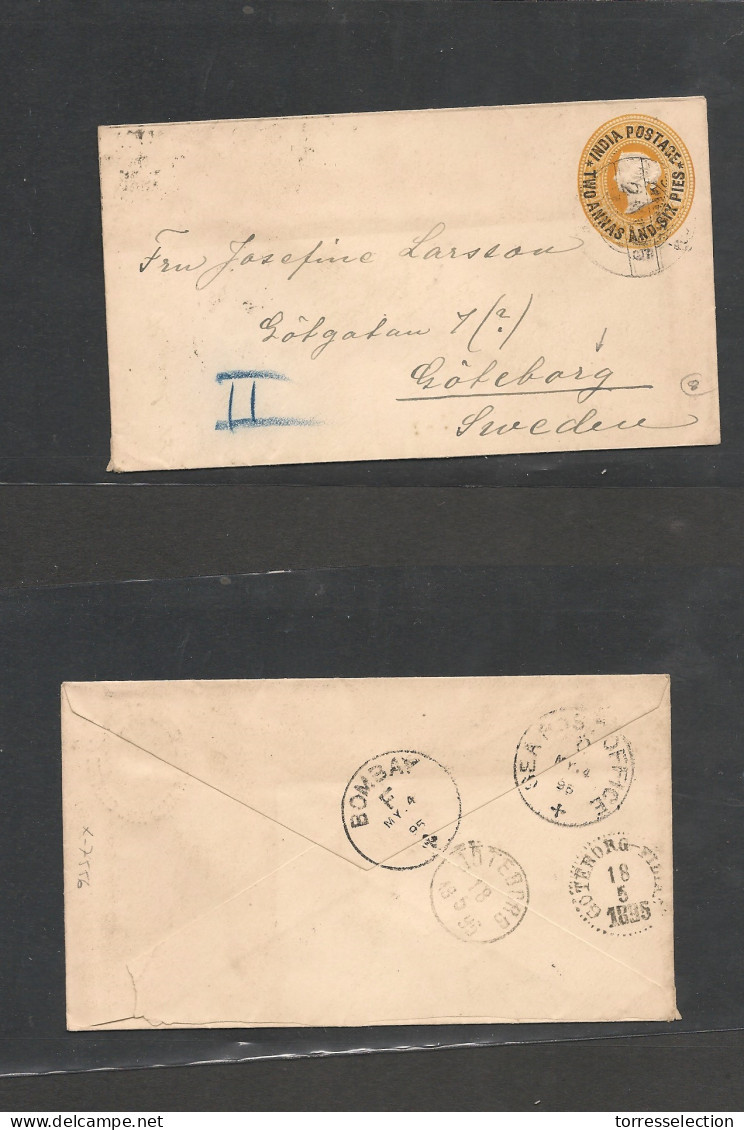 INDIA. India Cover 1895 Simpla To Sweden Goteborg Stat Env Transited Reverse Vf. Easy Deal. - Autres & Non Classés
