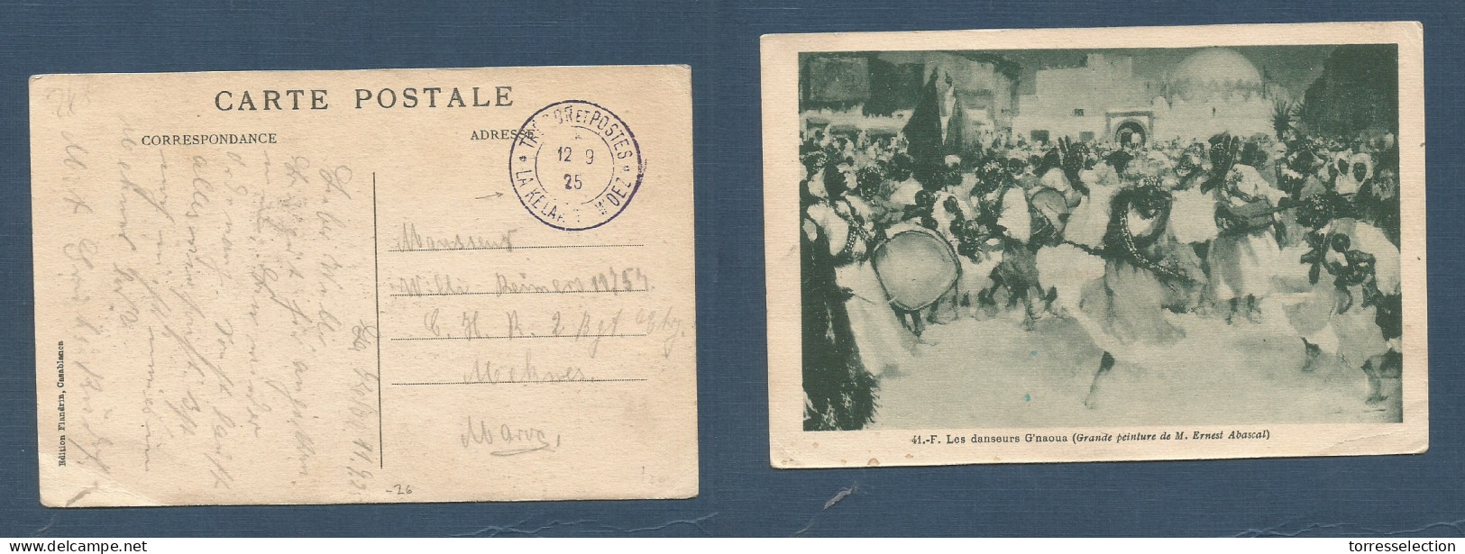 MARRUECOS - French. 1925 (12 Sept) La Kelare M Dez Mekinez. Military FM Violet Cachet. VF. - Maroc (1956-...)