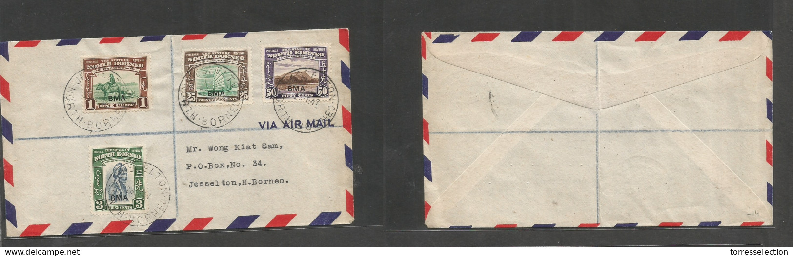 MALAYSIA. 1947 (28 Feb) BMA. North Borneo, Jesselton - Local Multifkd Usage. - Malaysia (1964-...)