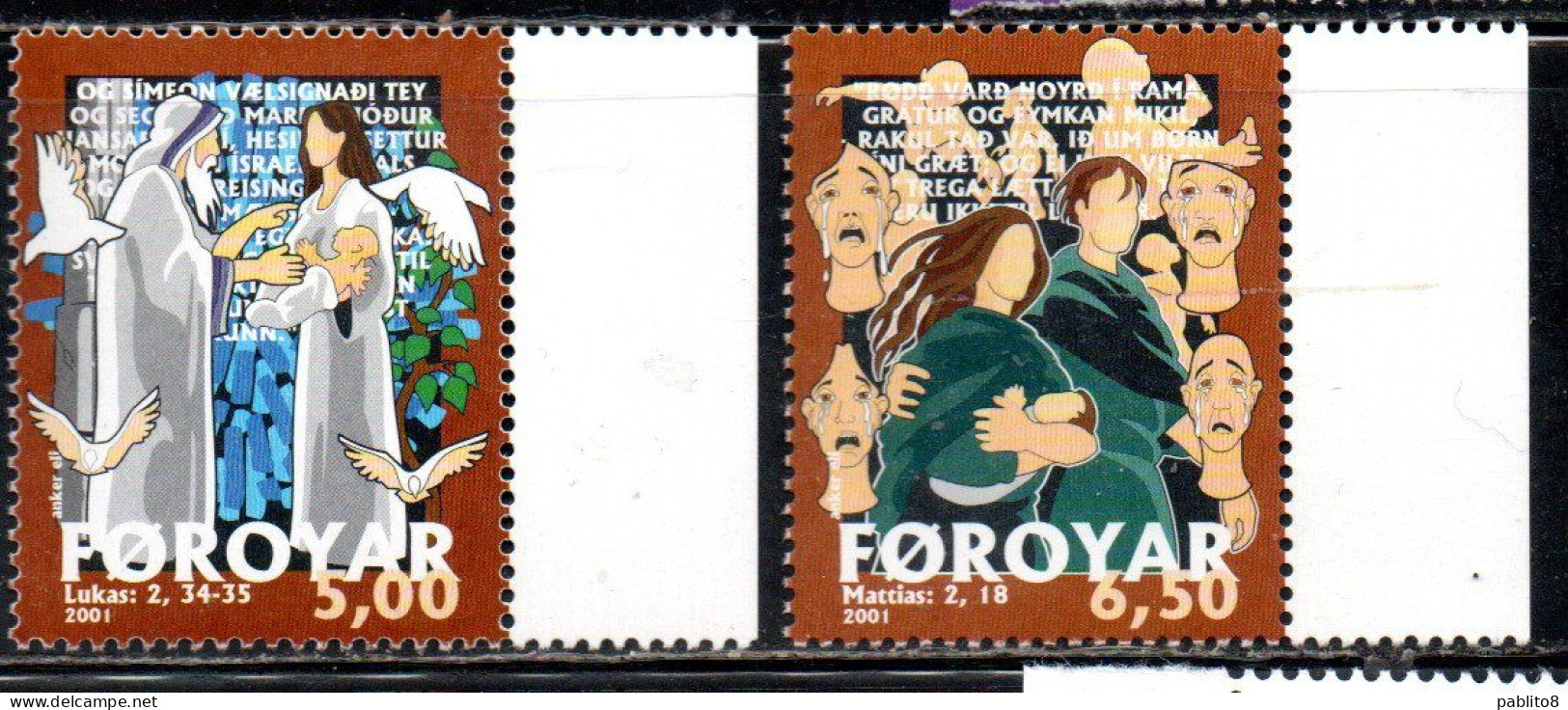 FAEROER FAROE ISLANDS Féroé Faroer Føroyar 2001 CHRISTMAS NATALE NOEL WEIHNACHTEN NAVIDAD COMPLETE SET SERIE MNH - Färöer Inseln