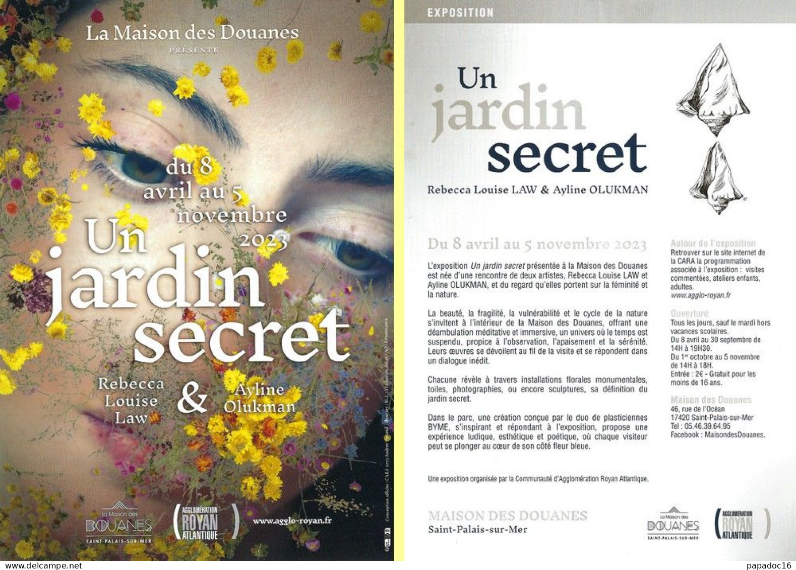 Flyer - La Maison Des Douanes Présent : Un Jardin Secret ,  Exposition Law & Olukman - Royan 2023 - Pubblicitari