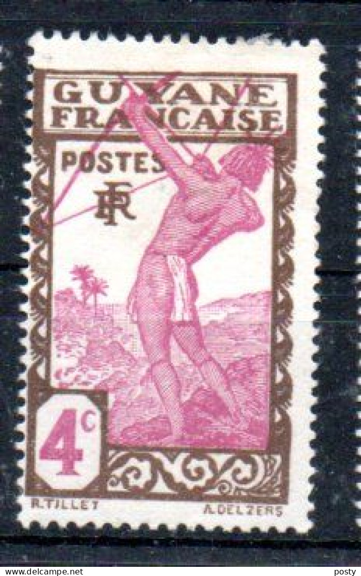 GUYANE FRANCAISE - FRENCH GUYANA - 1929 - INDIGENE TIRANT A L'ARC - LOCAL WARRIOR WITH BOW - 4ç - - Ungebraucht