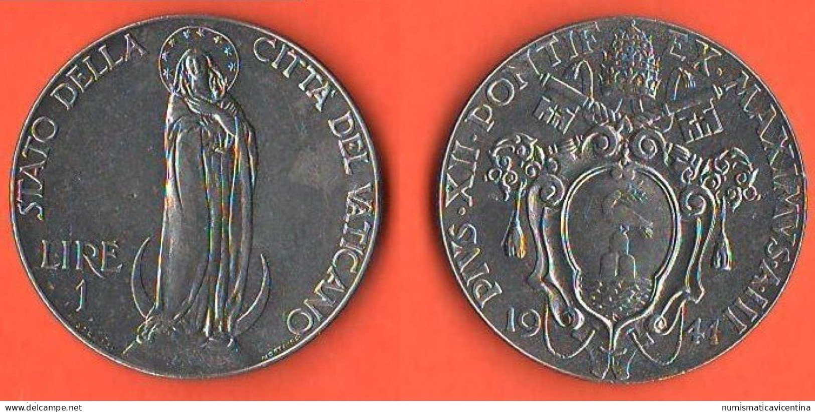 Vaticano 1 + 2 Lire 1941 Papa Pio XII° Vatican City Steel Coin  C 6 - Vaticano (Ciudad Del)