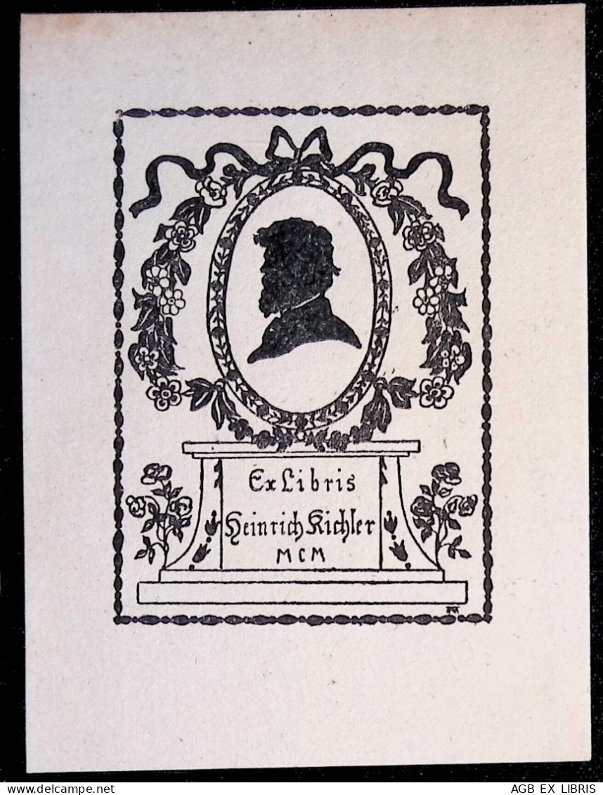 1900 EX LIBRIS AUGUSTE KICHLER X HEINRICH KICHLER EXLIBRIS PROFILO #1 - Bookplates