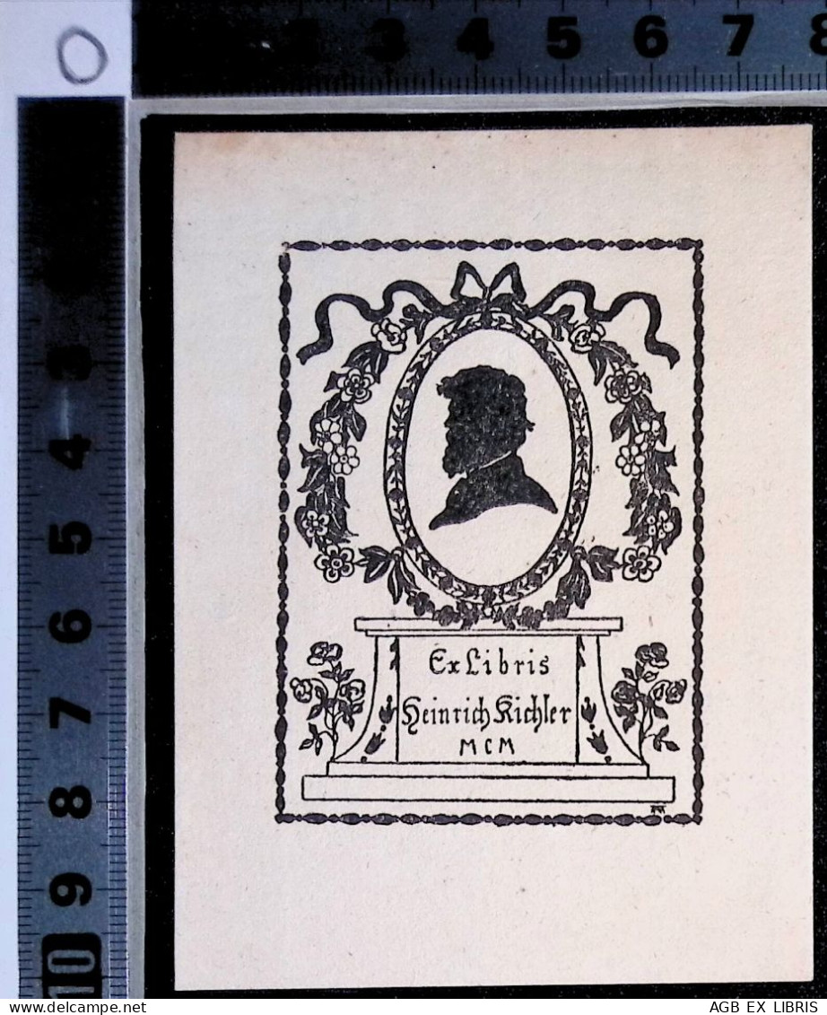 1900 EX LIBRIS AUGUSTE KICHLER X HEINRICH KICHLER EXLIBRIS PROFILO #1 - Ex-libris