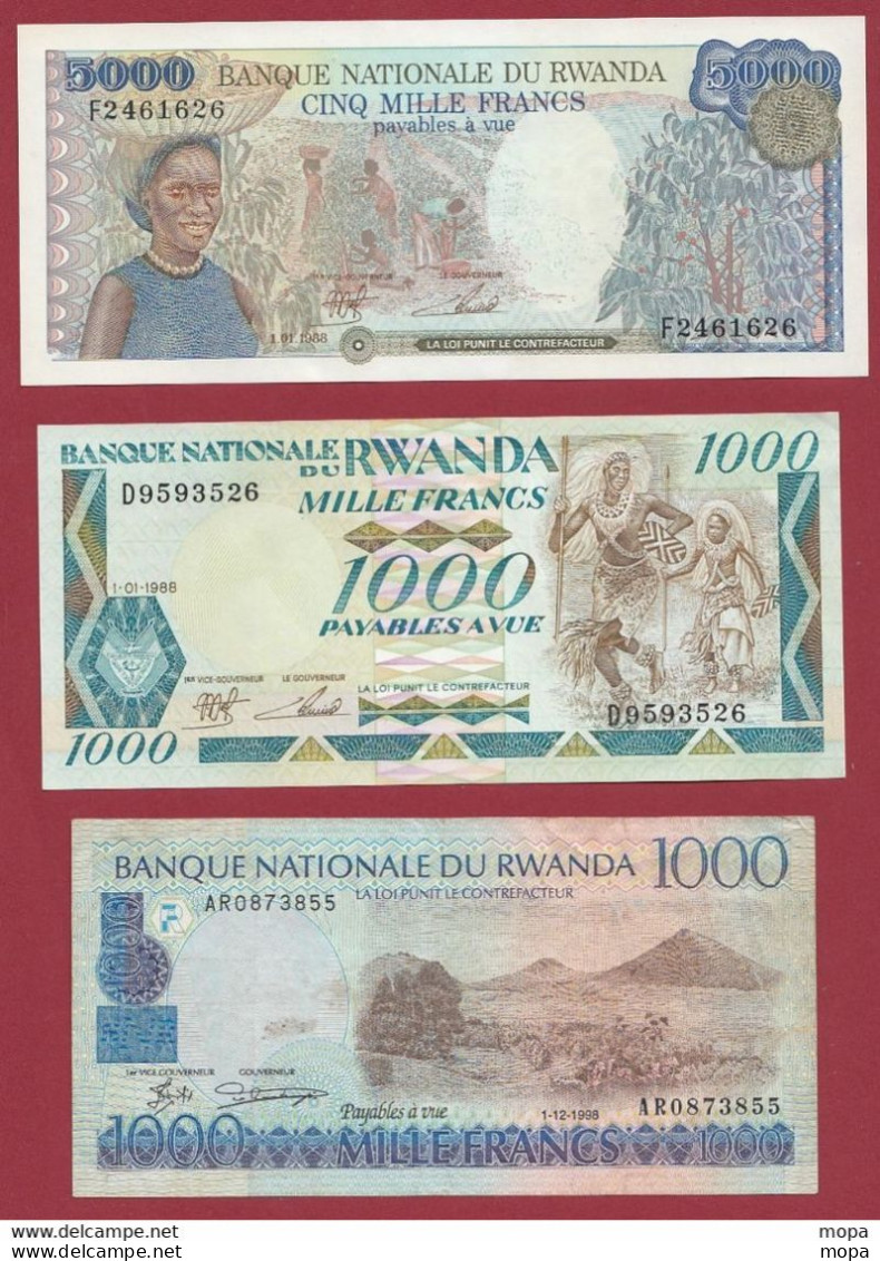 Rwanda 3 Billets 1 En UNC Et 1 En SUP Et 1 Dans L 'état (5000 Francs Du 01/01/1988 En UNC TRES FORTE COTE) --(61) - Ruanda