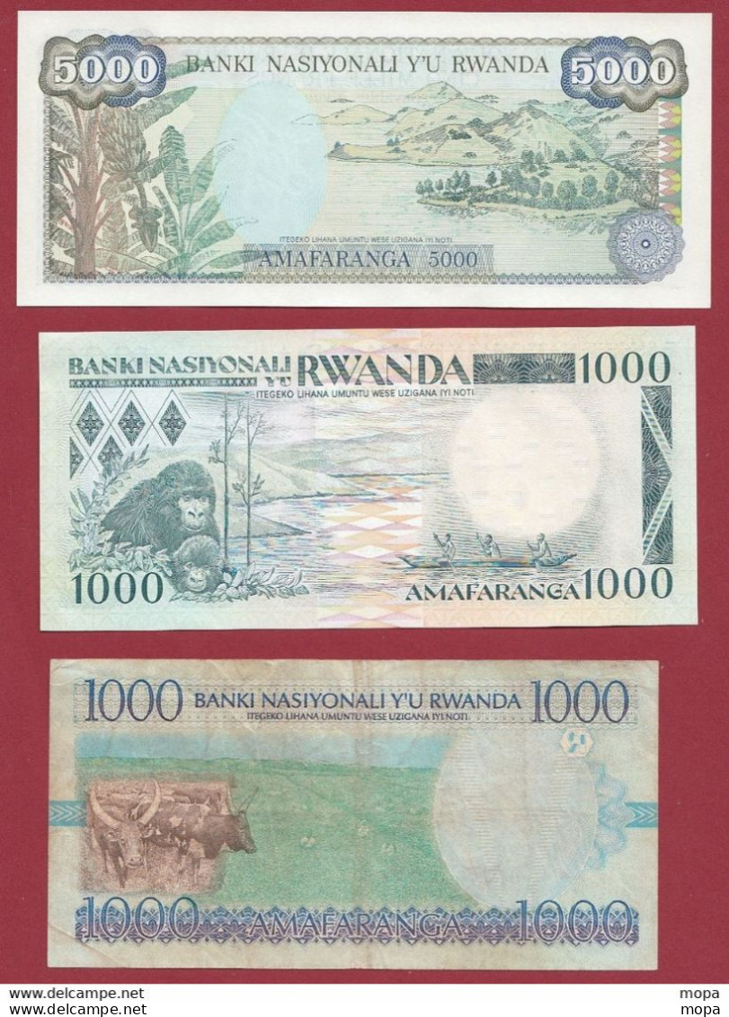 Rwanda 3 Billets 1 En UNC Et 1 En SUP Et 1 Dans L 'état (5000 Francs Du 01/01/1988 En UNC TRES FORTE COTE) --(61) - Ruanda