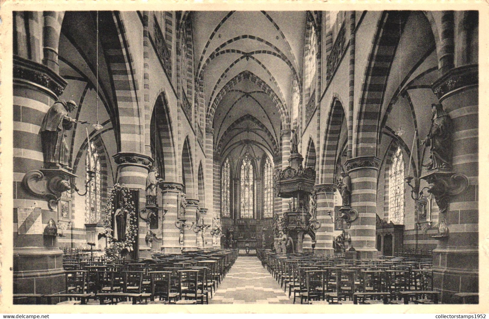 MOL, ANTWERP, CHURCH, ARCHITECTURE, INTERIOR, STATUE, BELGIUM, POSTCARD - Mol