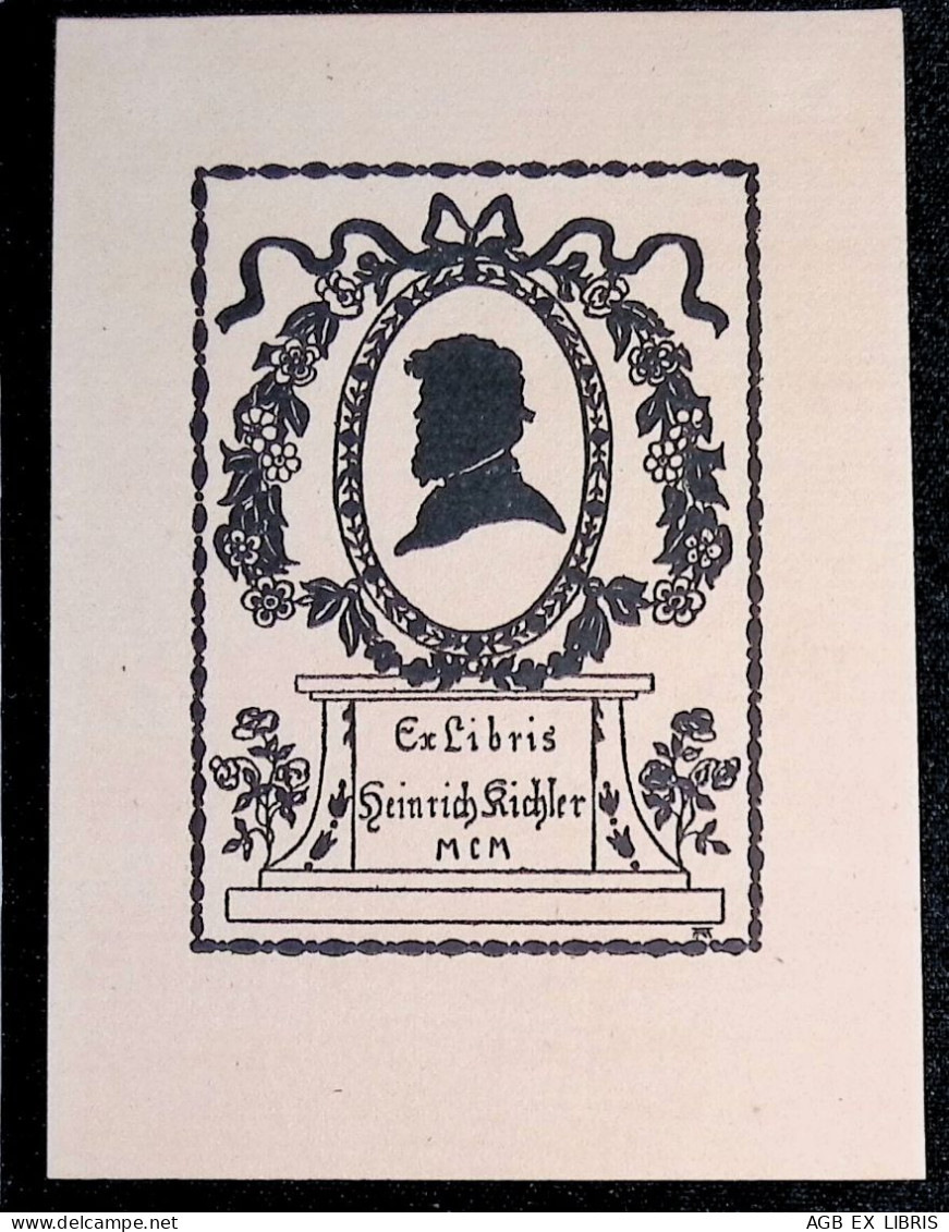 1900 EX LIBRIS AUGUSTE KICHLER X HEINRICH KICHLER EXLIBRIS PROFILO #2 - Bookplates