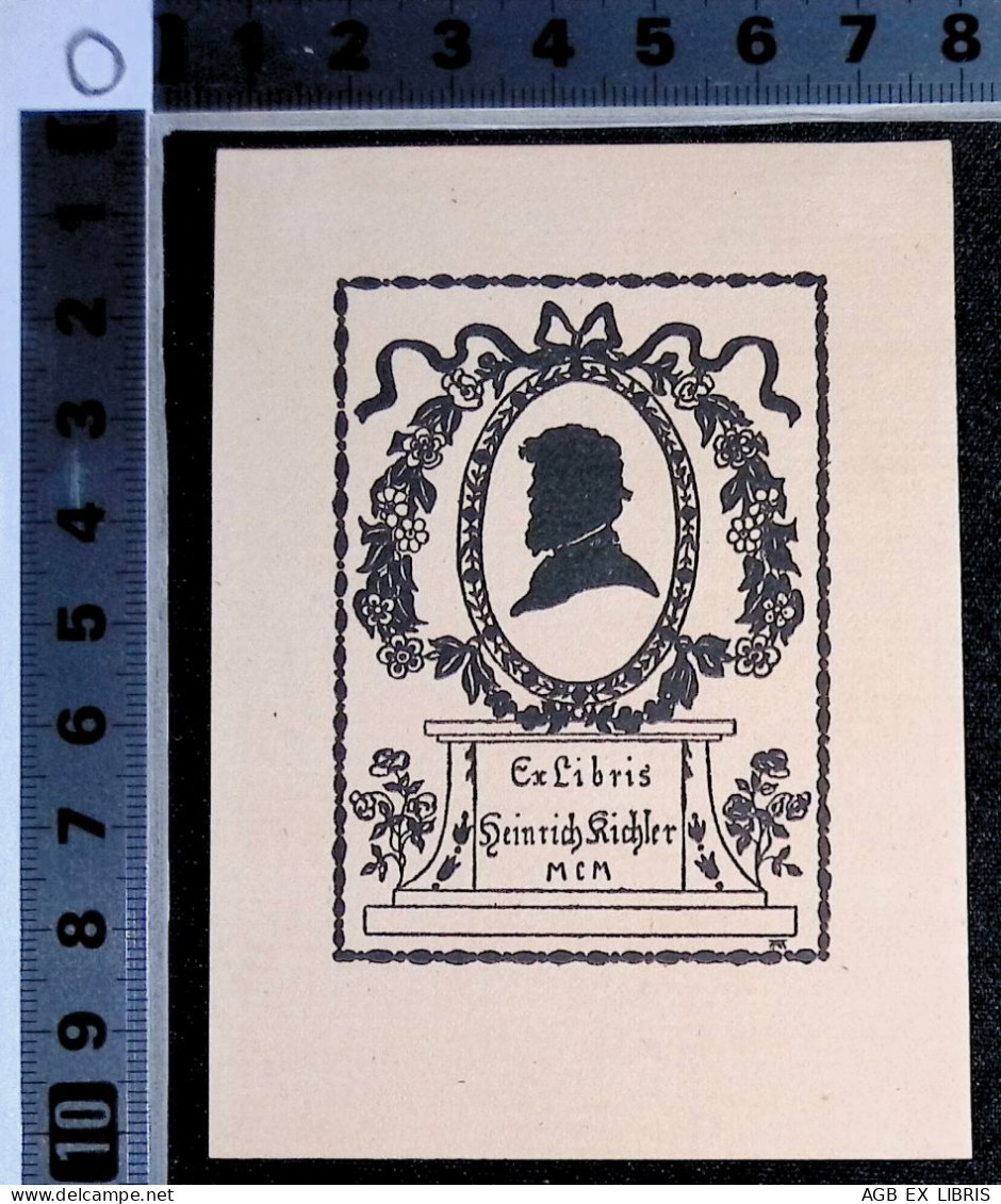 1900 EX LIBRIS AUGUSTE KICHLER X HEINRICH KICHLER EXLIBRIS PROFILO #2 - Bookplates