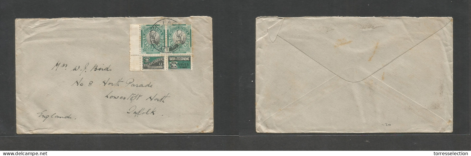SOUTH AFRICA. C. 1935. Dynamite - Suffolk, England. Multifkd Env, At 1d Rate. Stamps With Advert Margin Borders, Tied Cd - Autres & Non Classés
