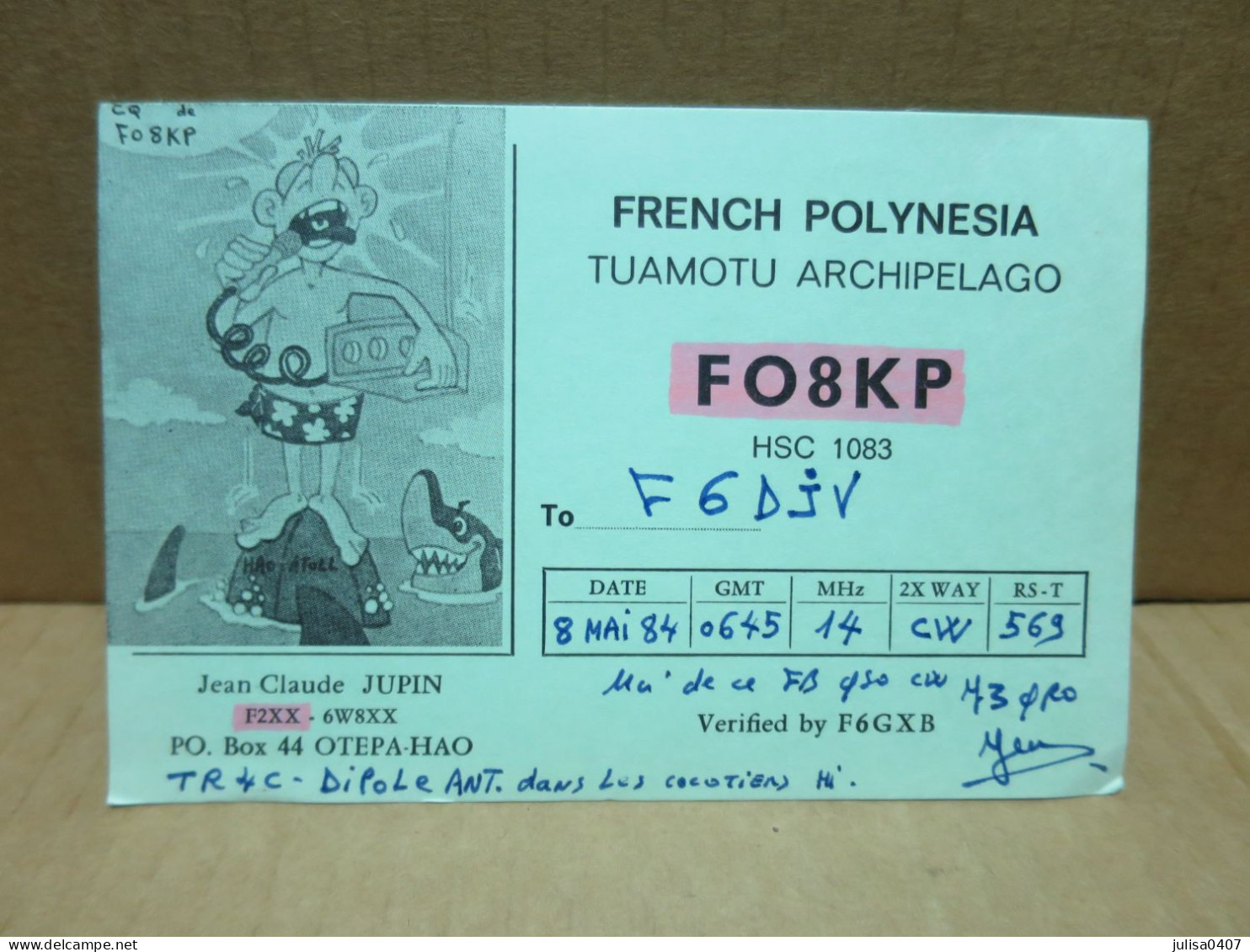 POLYNESIE Française TUAMOTU Carte Radio Amateur Illustrée - Polynésie Française