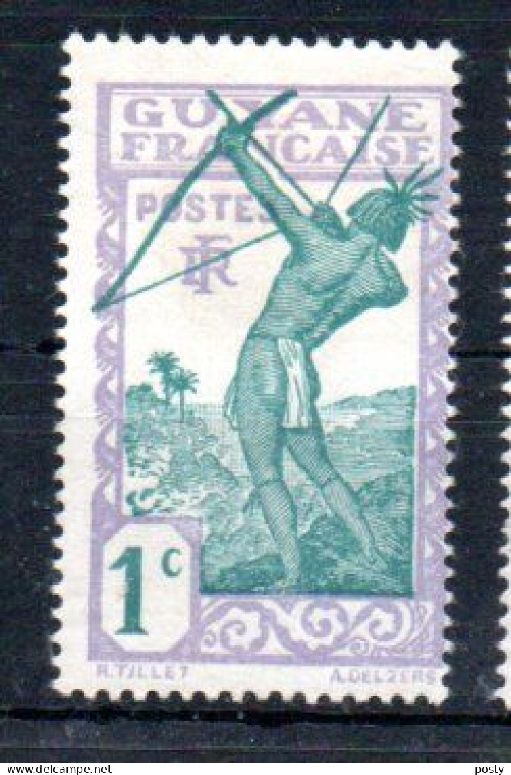 GUYANE FRANCAISE - FRENCH GUYANA - 1929 - INDIGENE TIRANT A L'ARC - LOCAL WARRIOR WITH BOW - 1ç - - Neufs