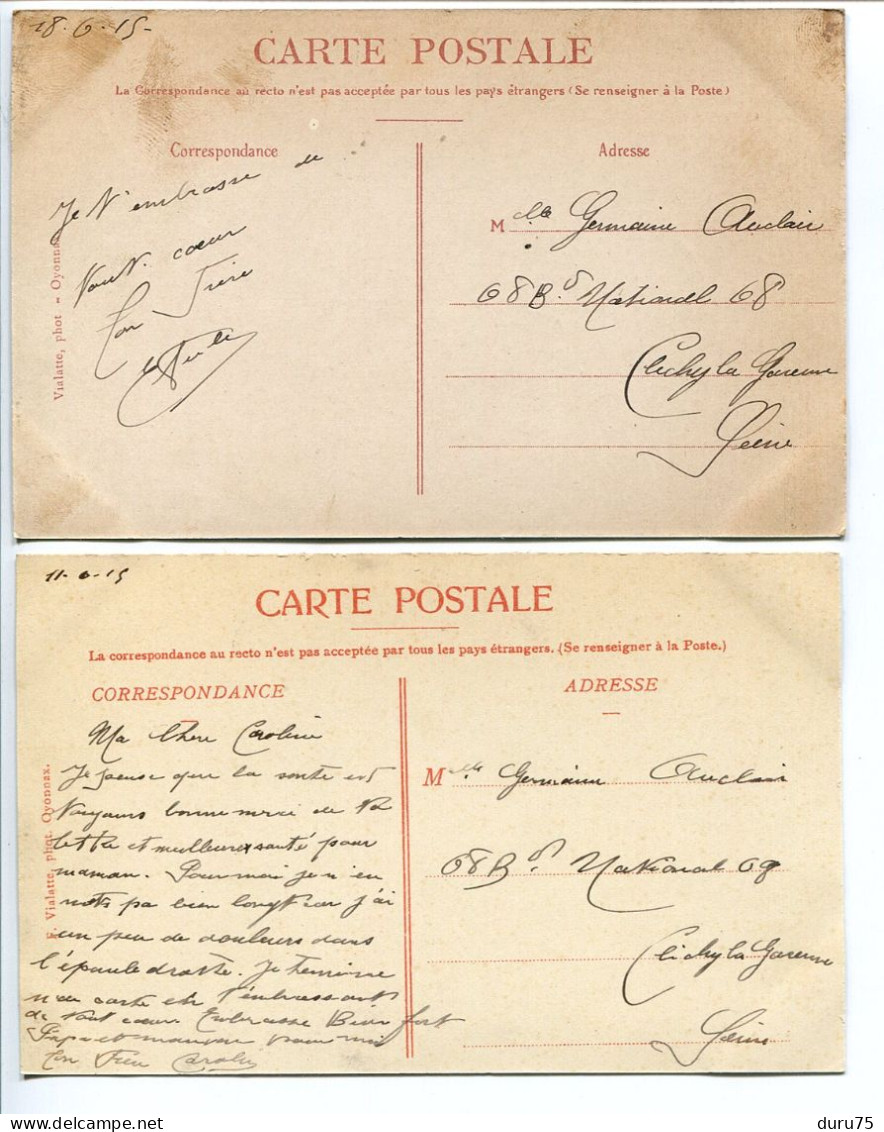 LOT 2 CPA EcriteS En 1915 * Doux Souvenir D' OYONNAX Refuge Le Perret & Souvenir D'OYONNAX Multivues - Oyonnax