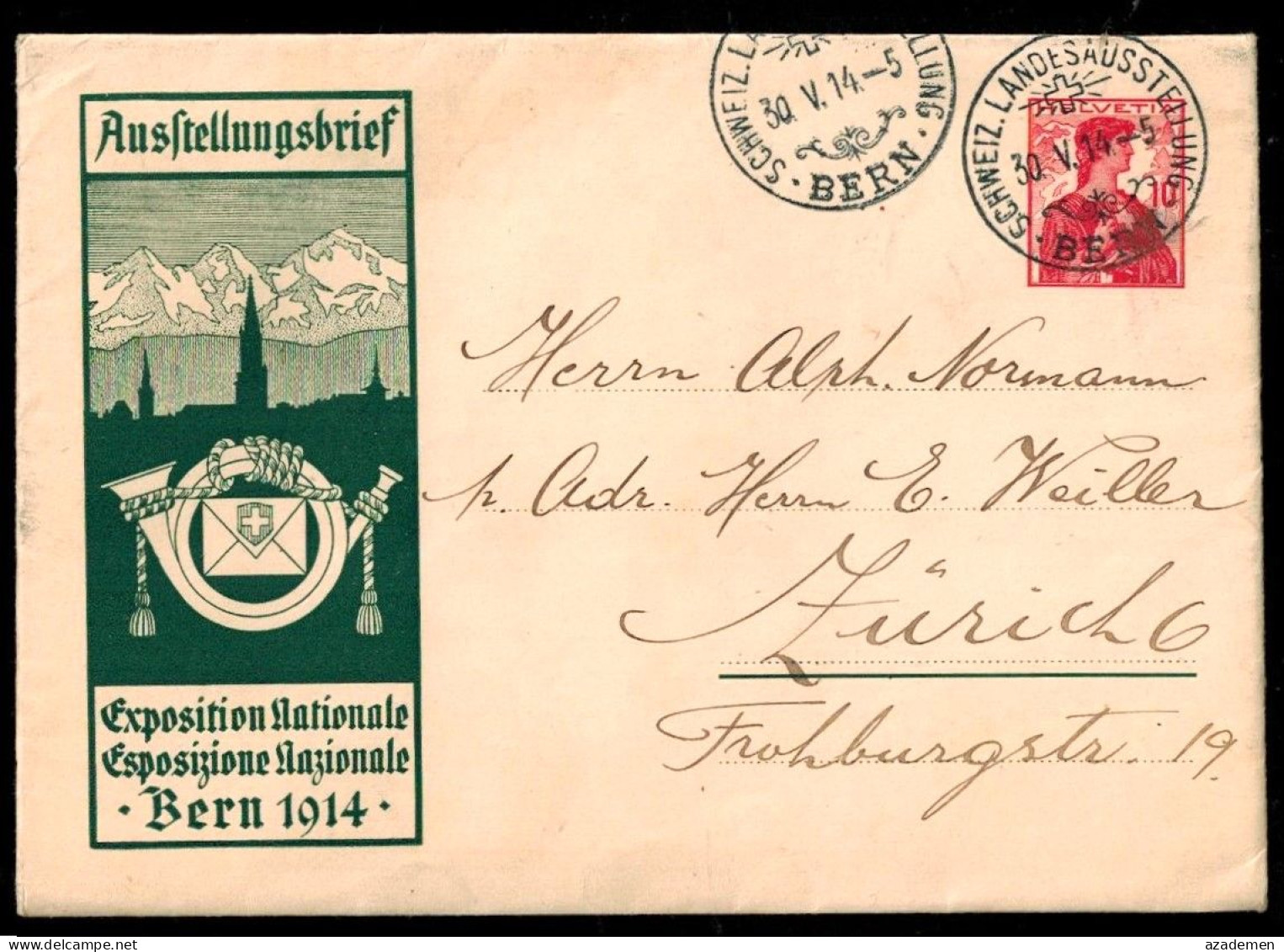 SUISSE   Lettre Entier-postal, Exposition Nationale BERN 1914. - Entiers Postaux