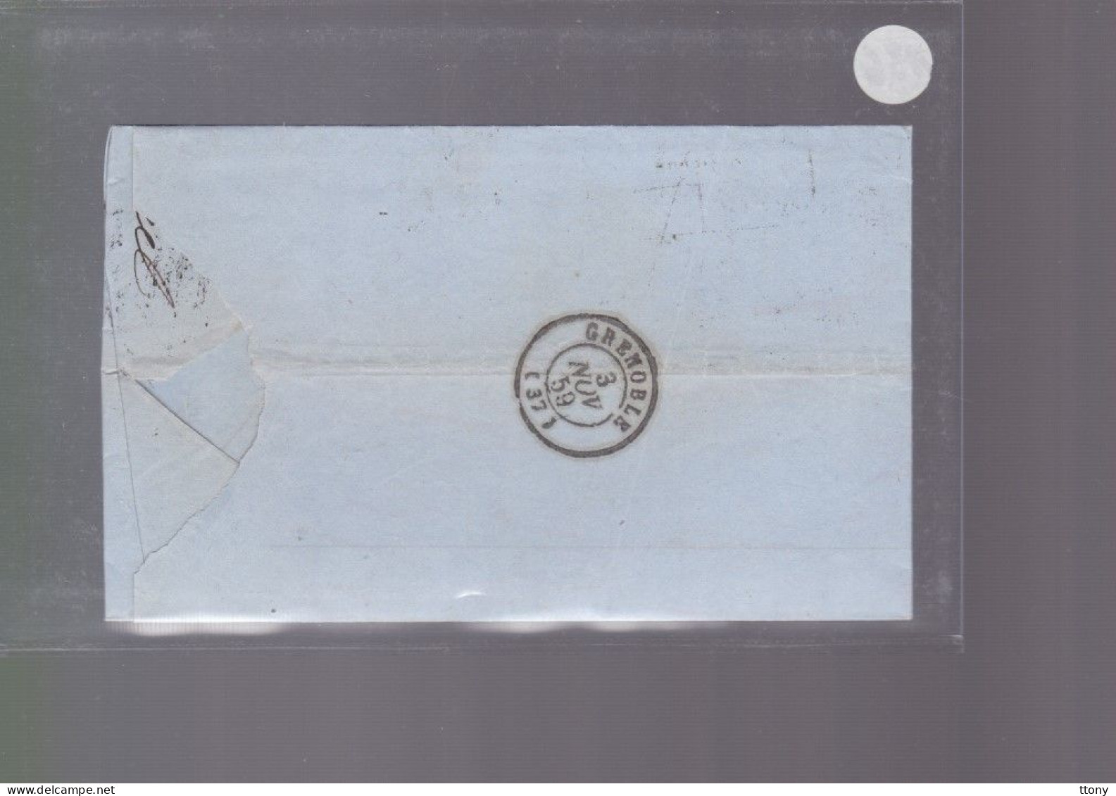 Un Timbre N° 14 Napoléon III     20 C   Bleu  Sur Lettre  Destination    Grenoble     1859 - 1853-1860 Napoleon III