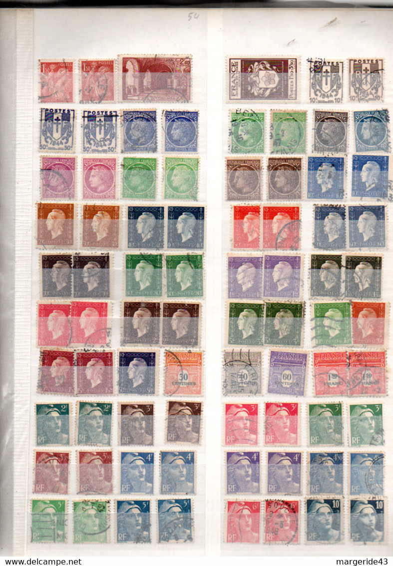 FRANCE LOT D'OBLITERES SUR PAGE - Lots & Kiloware (mixtures) - Max. 999 Stamps