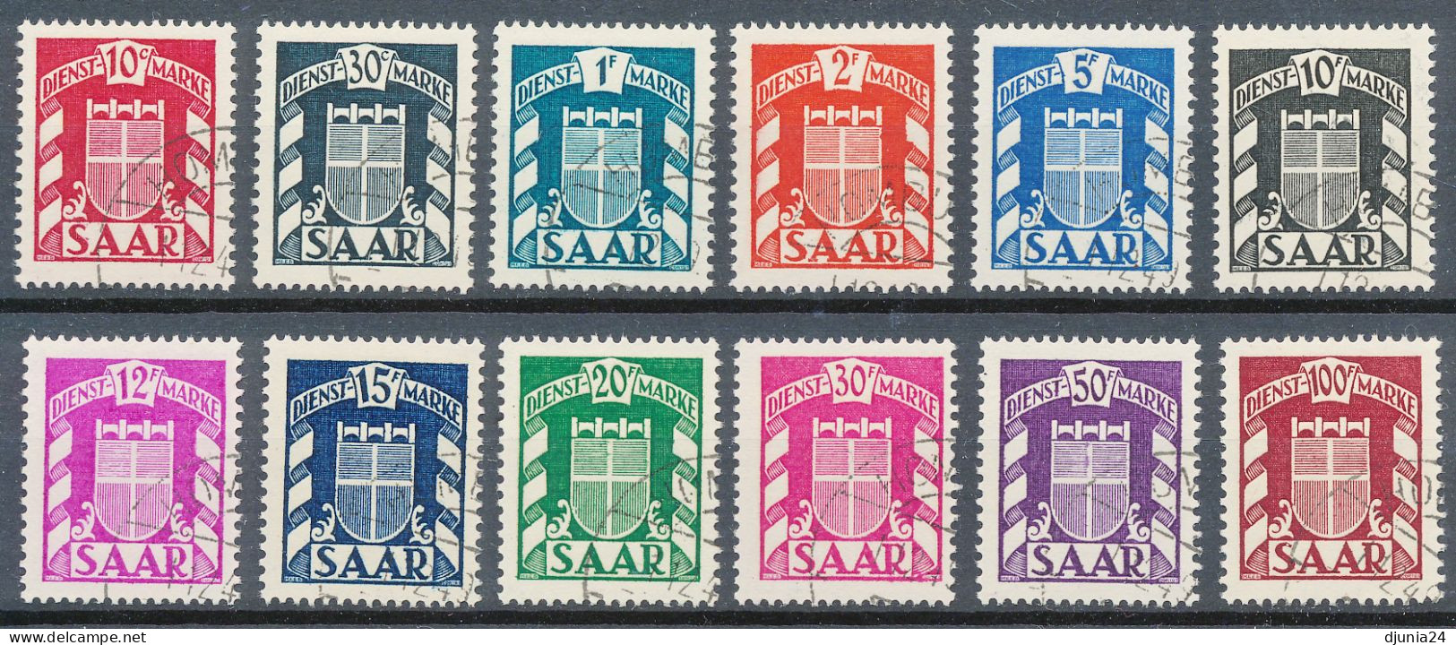 BF0725 / SAARLAND  -  1949  ,  Dienstmarken  -  Michel D33 - D44  Kompletter Satz - Dienstzegels