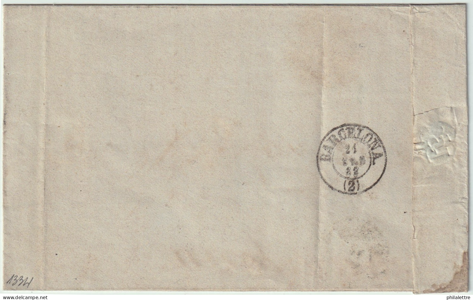 ESPAGNE / ESPAÑA - 1863 - Ed.58 4c Castaño/anteado Con Fechador "VELEZ-RUBIO / ALMERIA" Sobre Carta A Barcelona - Lettres & Documents