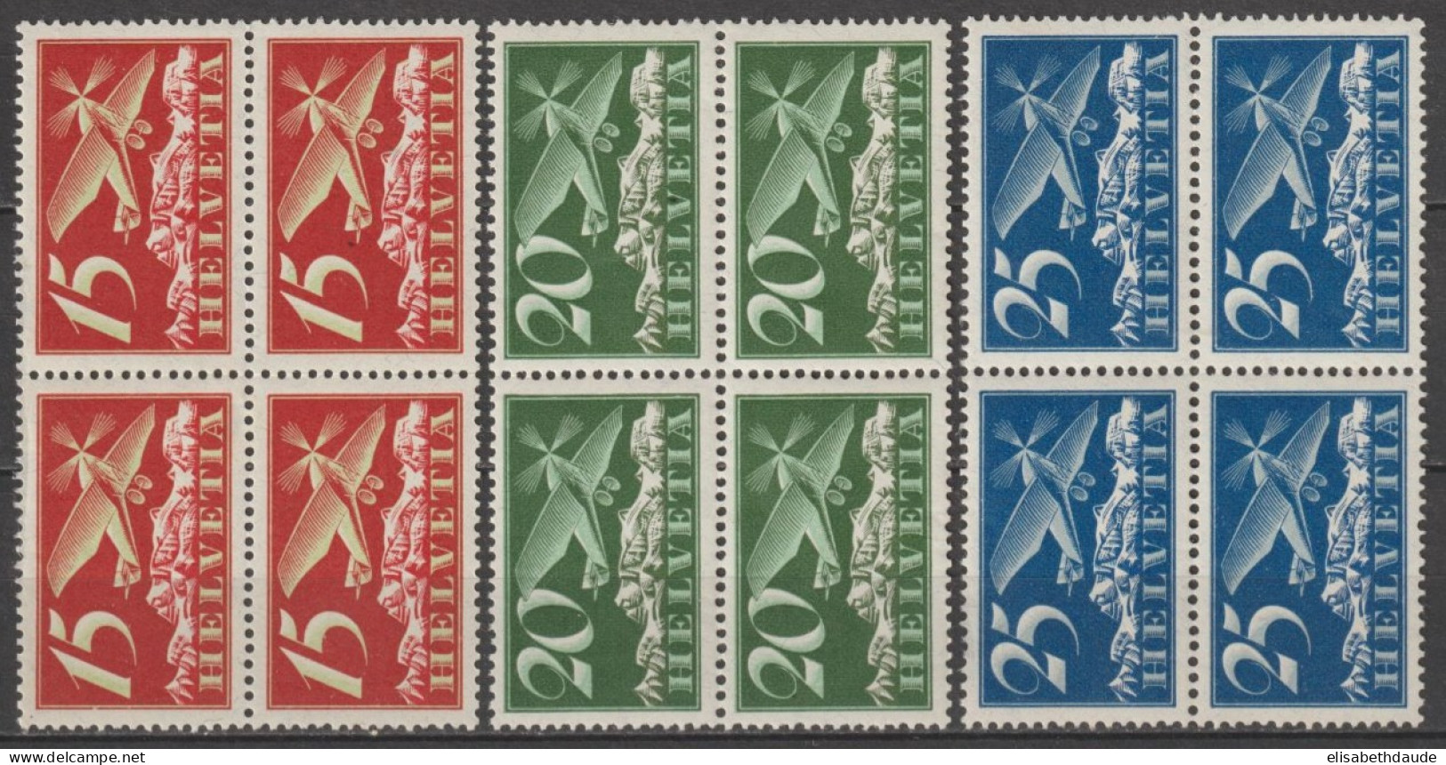 1923 - YVERT N°3/5 BLOCS DE 4 **/* MNH/MH - - Neufs